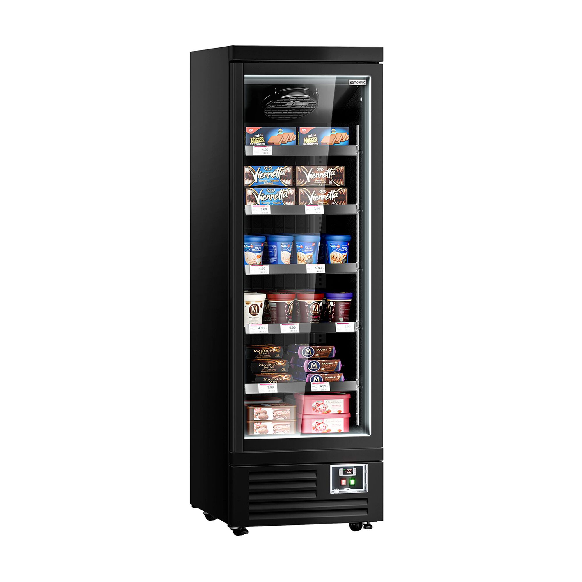 Vitrine murale de congélation - 630 mm - 443 litres - avec 1 porte battante à double vitrage & 5 étagères