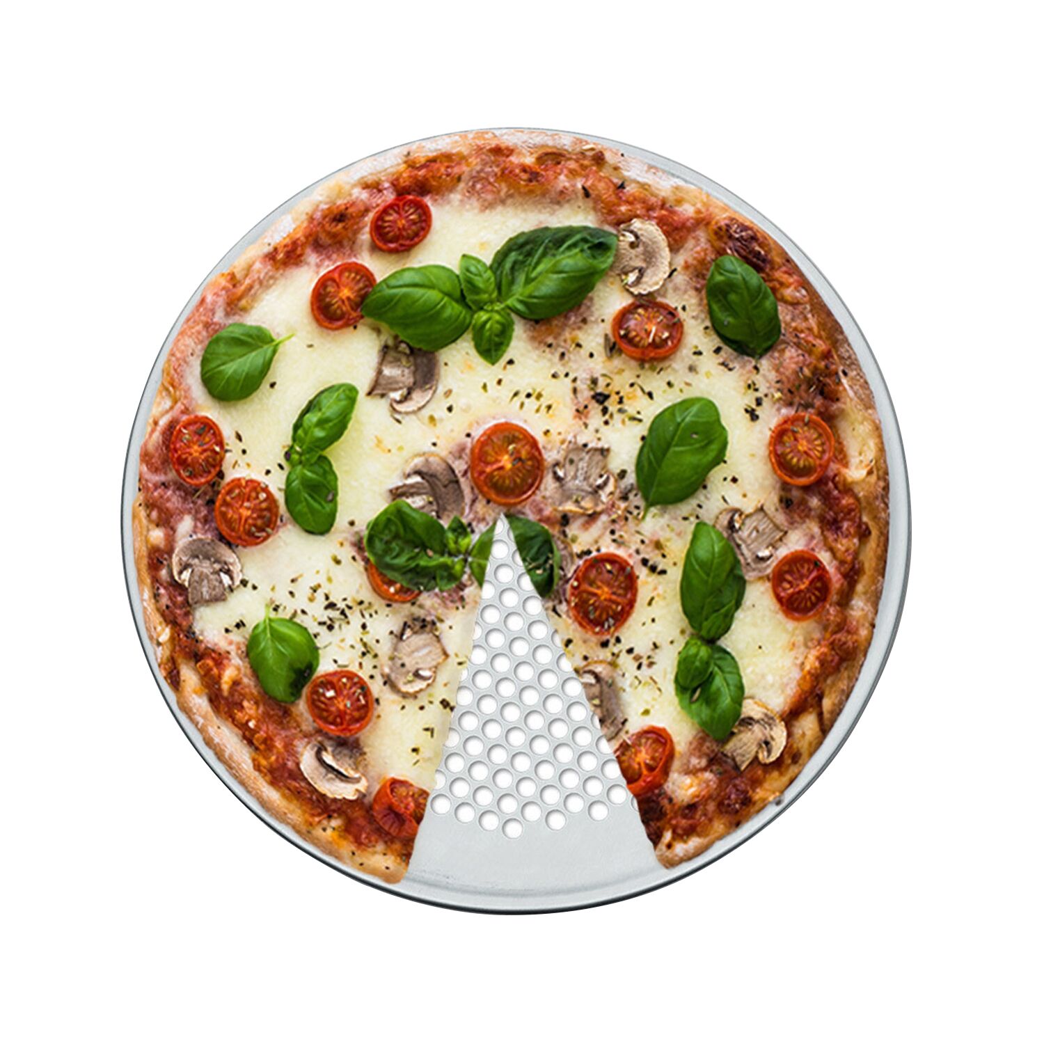 Plaque à pizza - Aluminium - avec rebord - Ø250mm - perforée