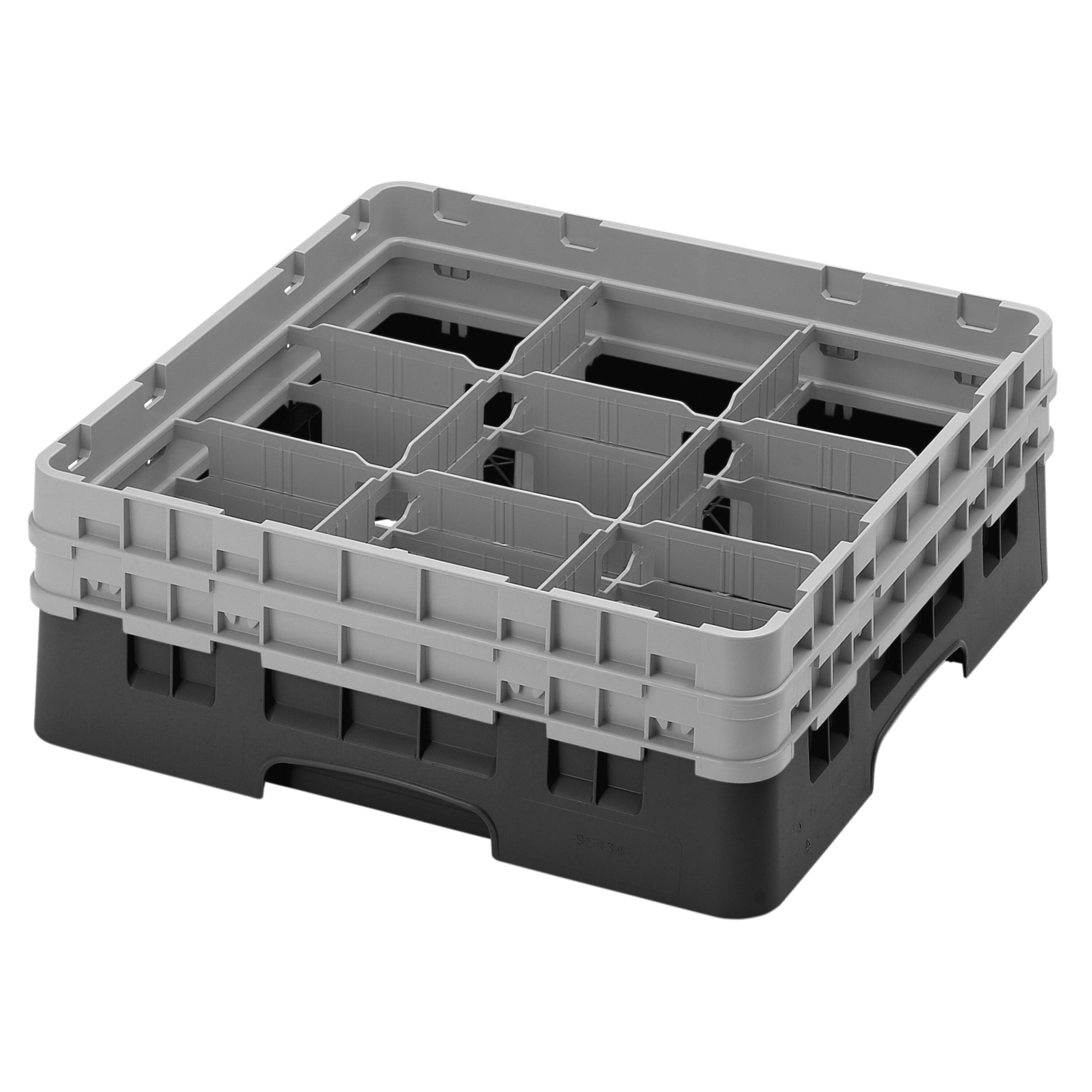 CAMBRO | CAMRACK® Glasswasher Rack – 9-Compartment, 1 Extender – 500×500×184 mm – Black