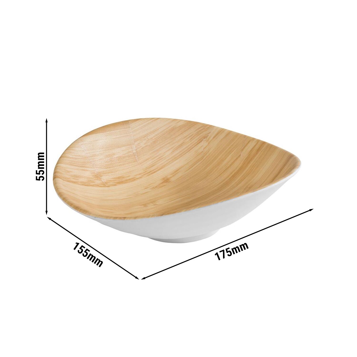 (6 pcs) Coupe - BAMBOO - Mélamine - 200ml - rectangulaire - 175x155mm - Profondeur : 55mm - Blanc/Beige
