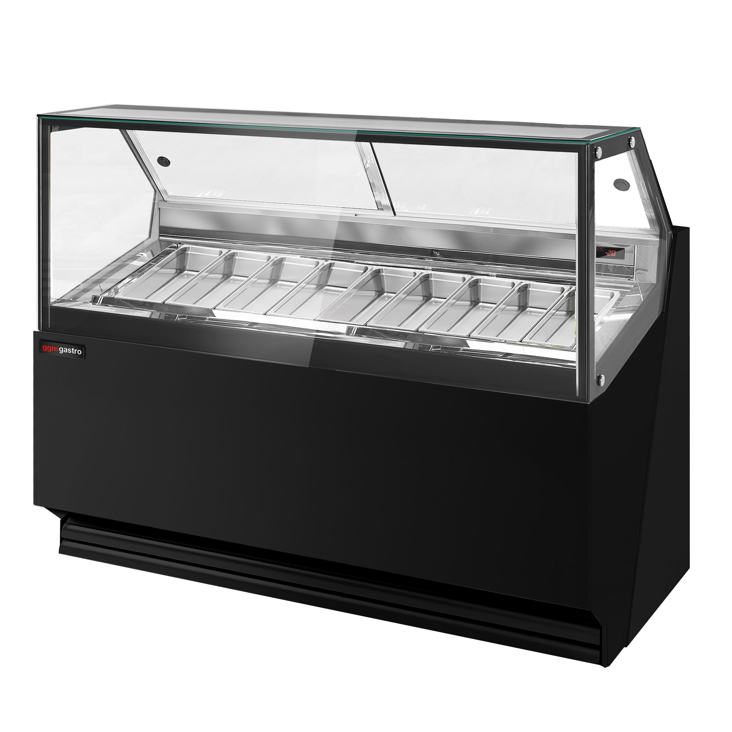 Vitrine à glace THEO – 1771 mm – refroidissement ventilé – pour 9 bacs à glace de 5 litres – Noir