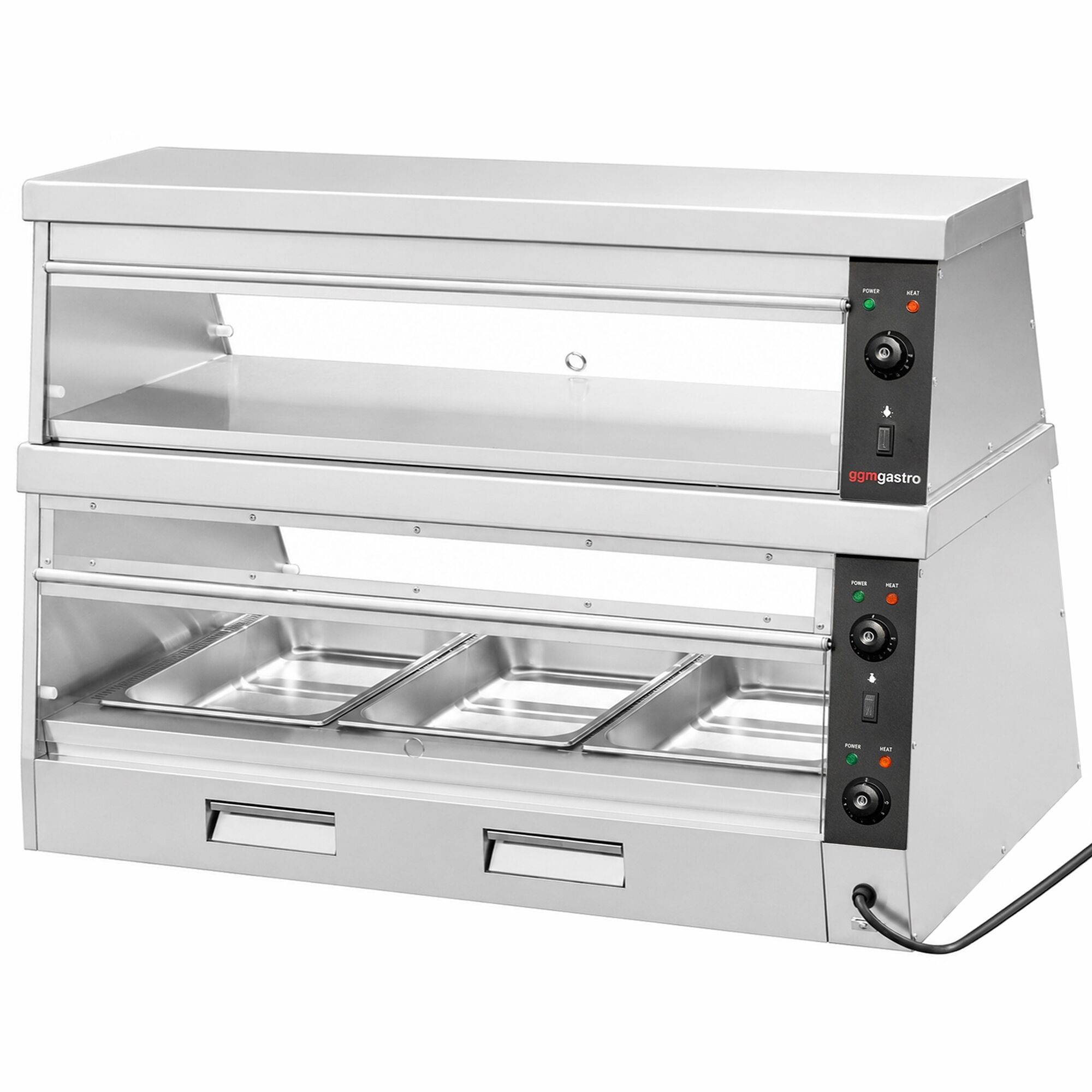 Commercial Heated Display Cabinet – 1200 mm – for 3 × GN 1/1 – Individually Adjustable – 3.5 kW