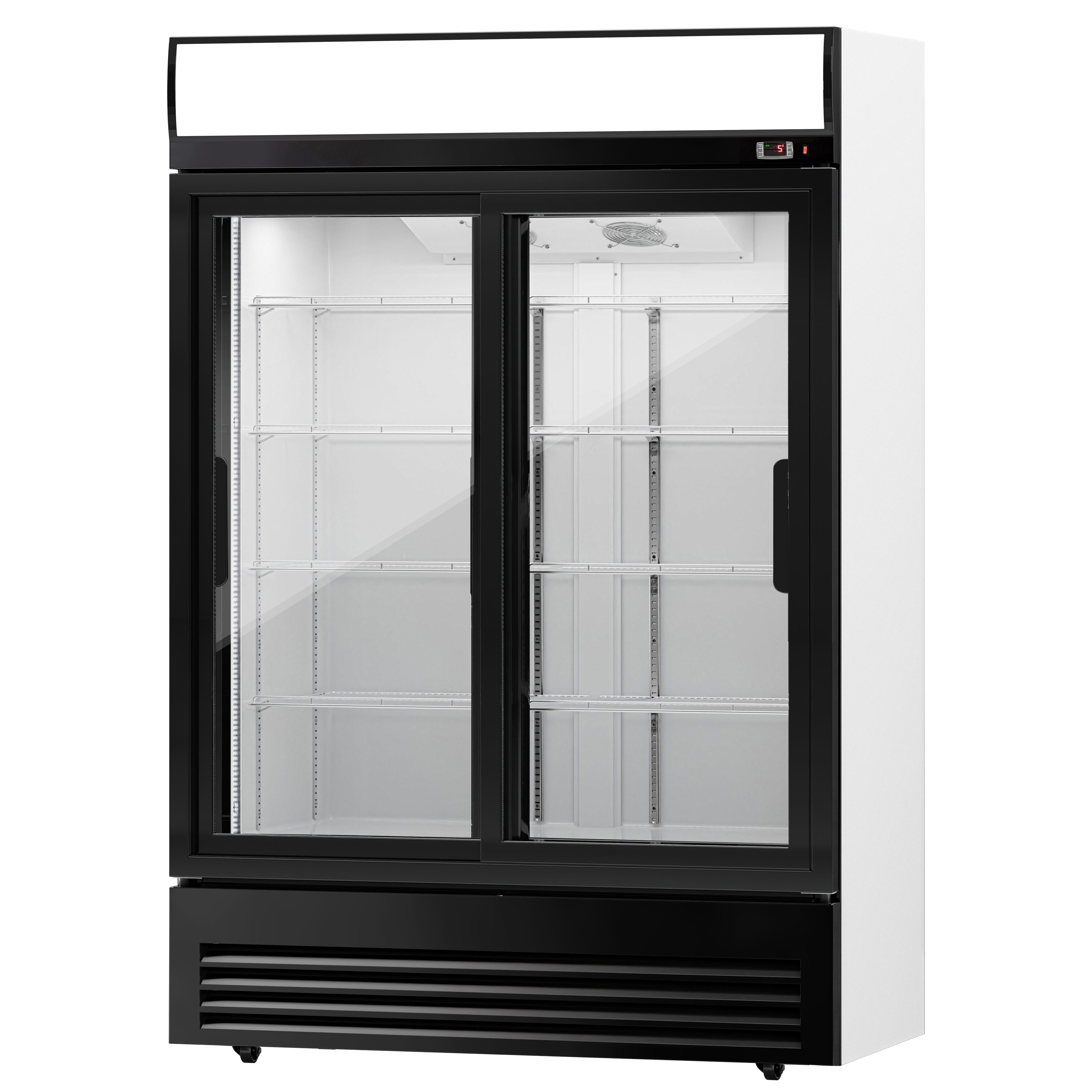 Vitrine réfrigérée à boissons - 880 litres - avec 2 portes coulissantes en verre et écran publicitaire