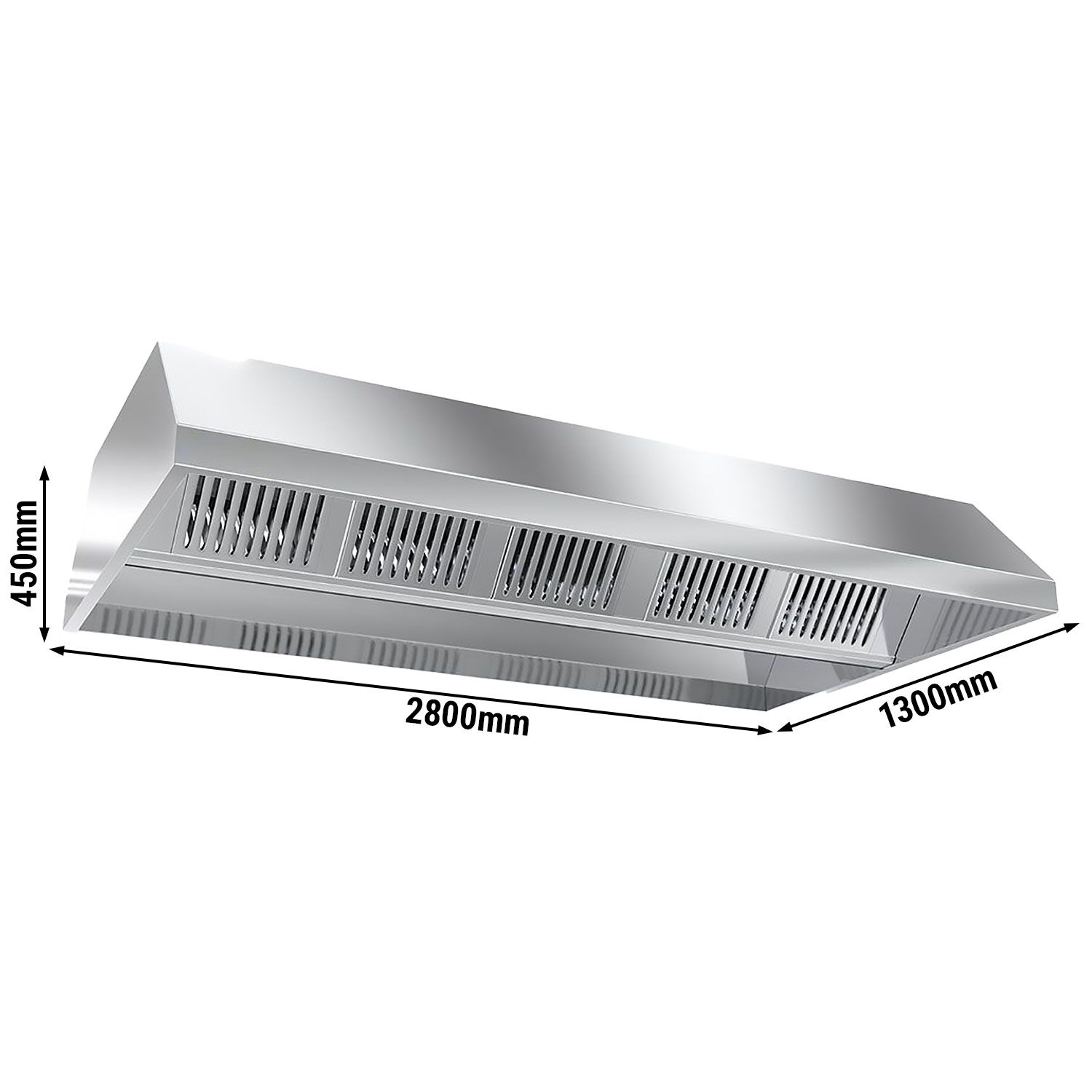 Hotte de plafond avec moteur – 2800 mm – avec régulateur externe, filtre & lampe