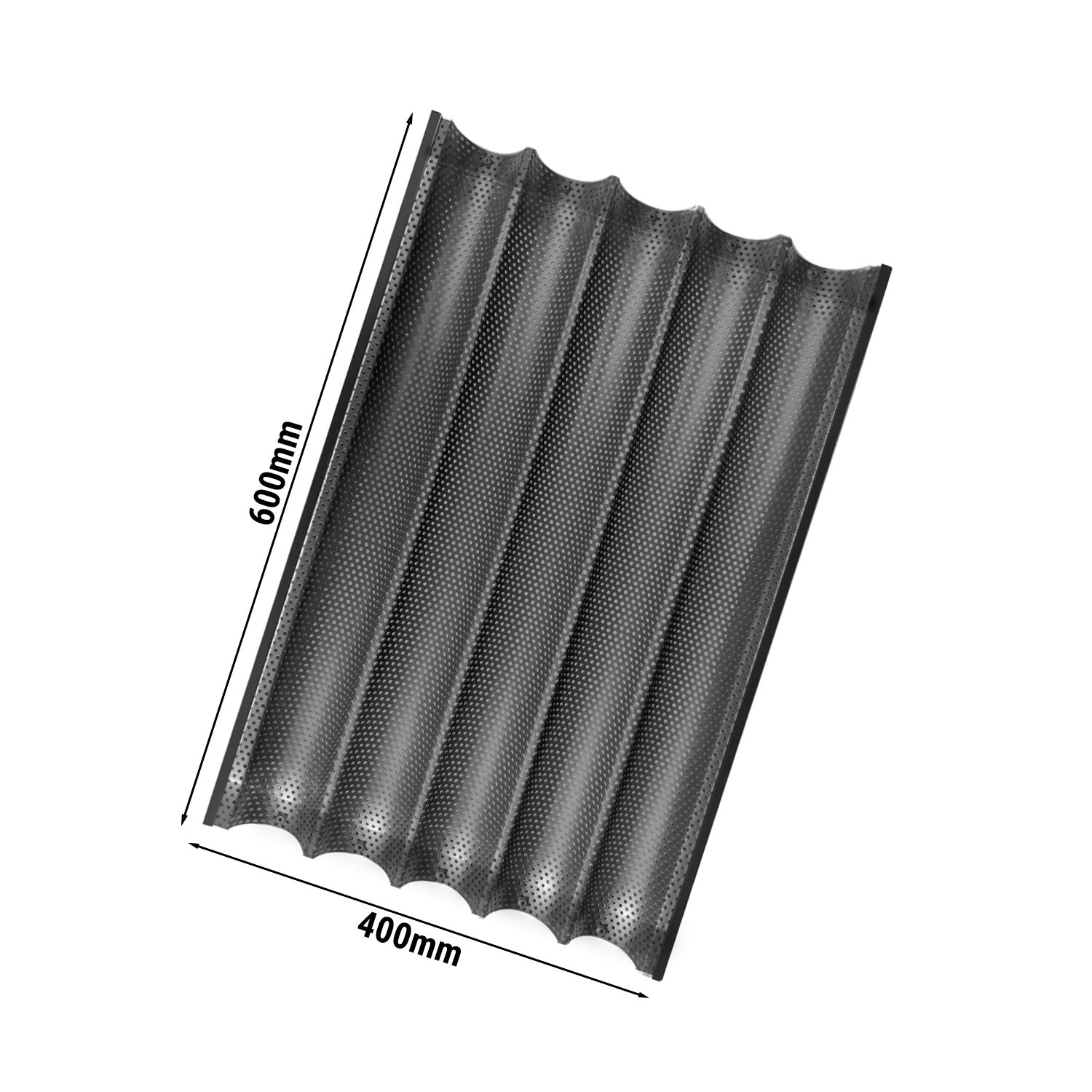 Plaque pour baguettes - Aluminium - rectangulaire - 419x643mm - revêtement antiadhésif PTFE - perforée - 5 rangées