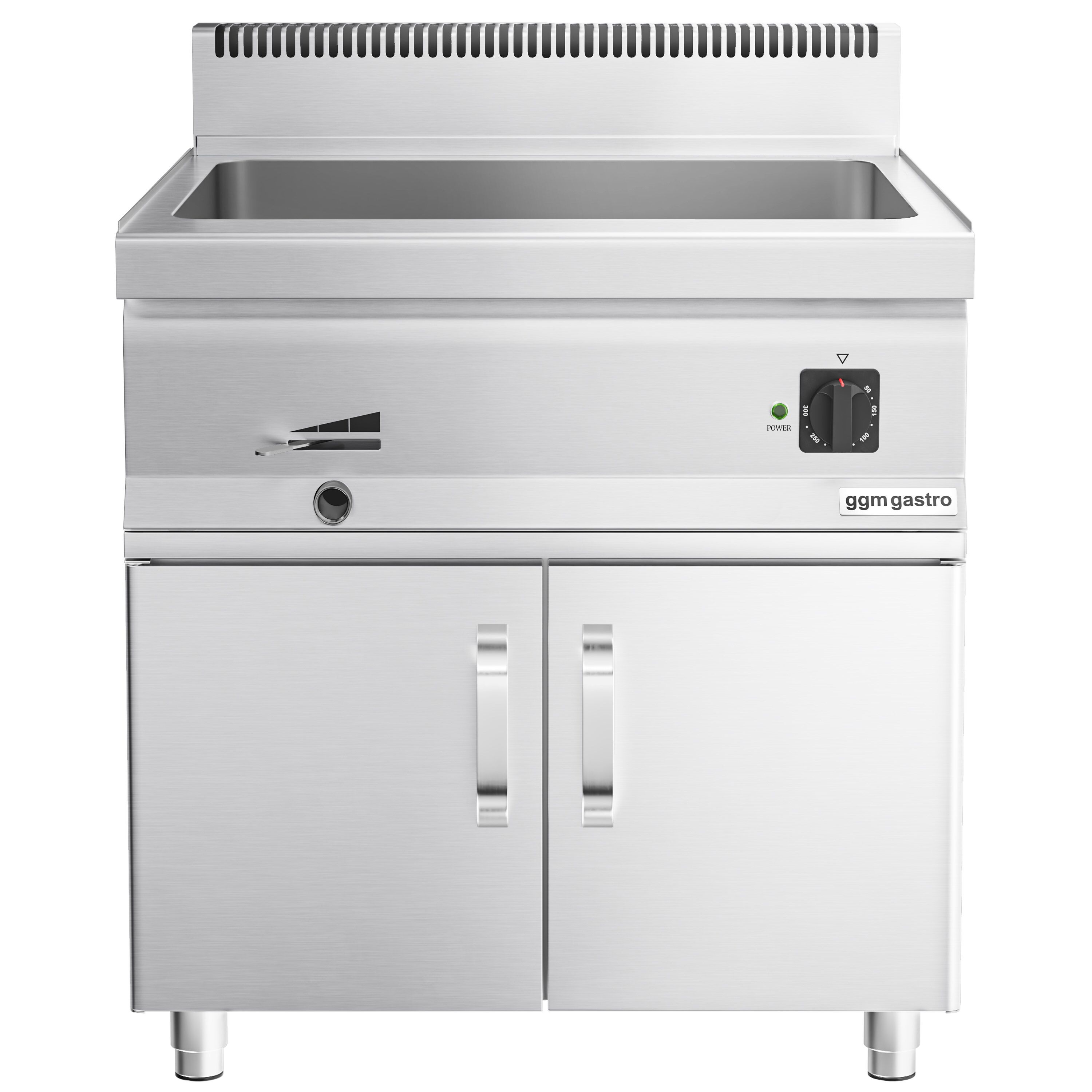 Bain-marie électrique – 1,2 kW – 1 × GN 1/1 & 3 × GN 1/9 – avec soubassement incluant 2 portes