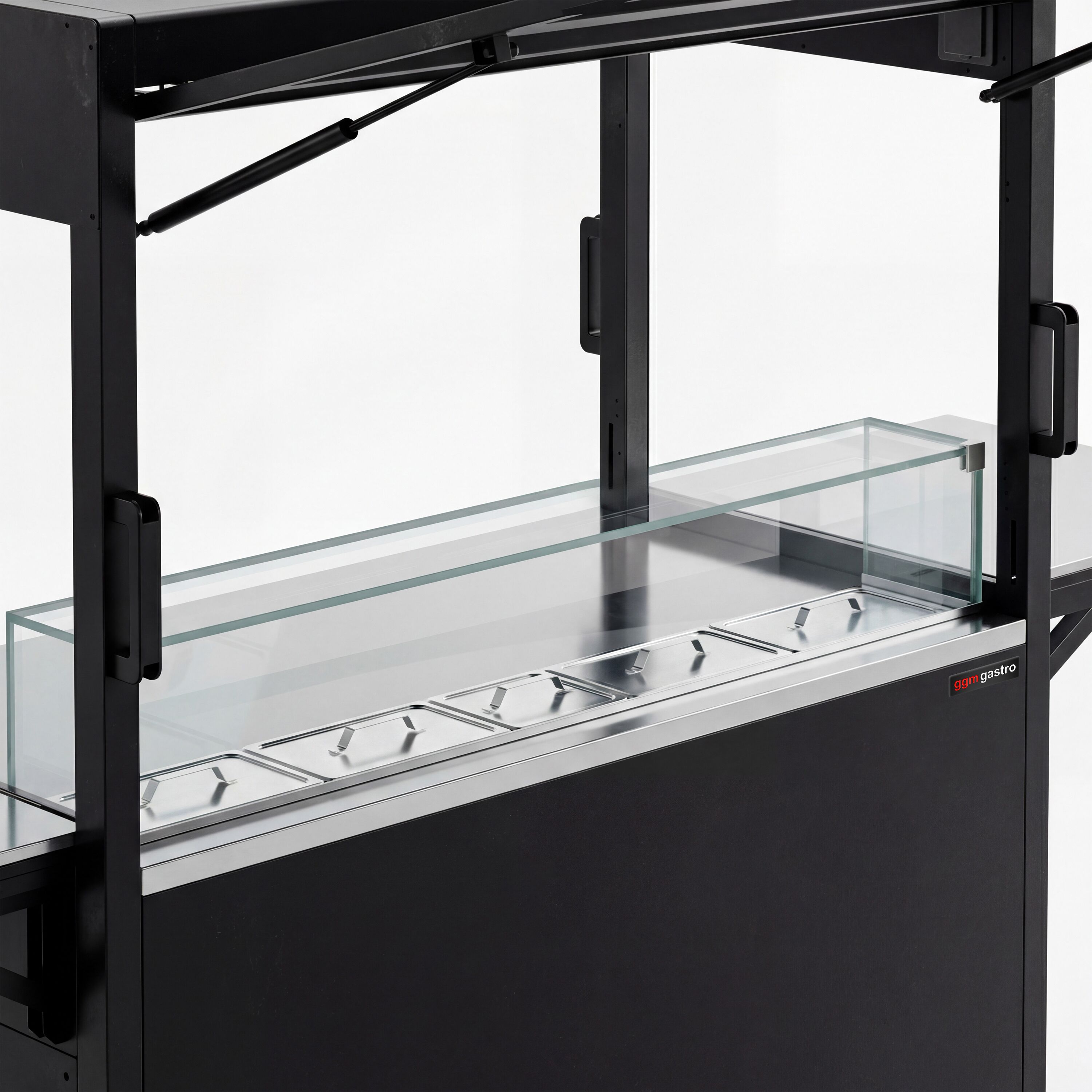 Station de cocktail mobile – avec réfrigérateur de bar, plan de travail, porte-verres et éclairage LED – rabattable
