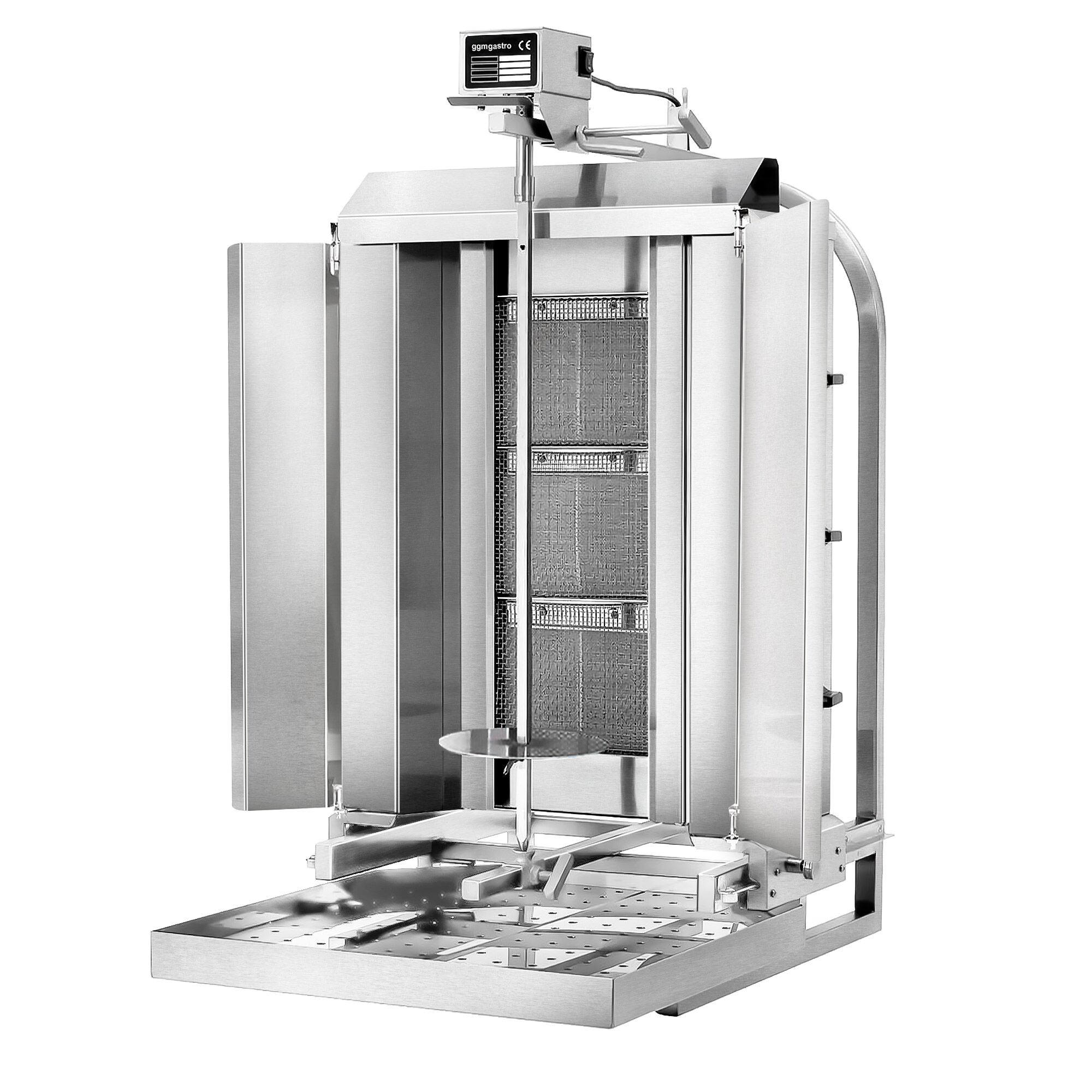 Gas Doner Kebab Grill (Shawarma/Gyros) - 3 Burner - up to 40kg - 9.75kW - Countertop - incl. 2 splash guards & 2 double doors