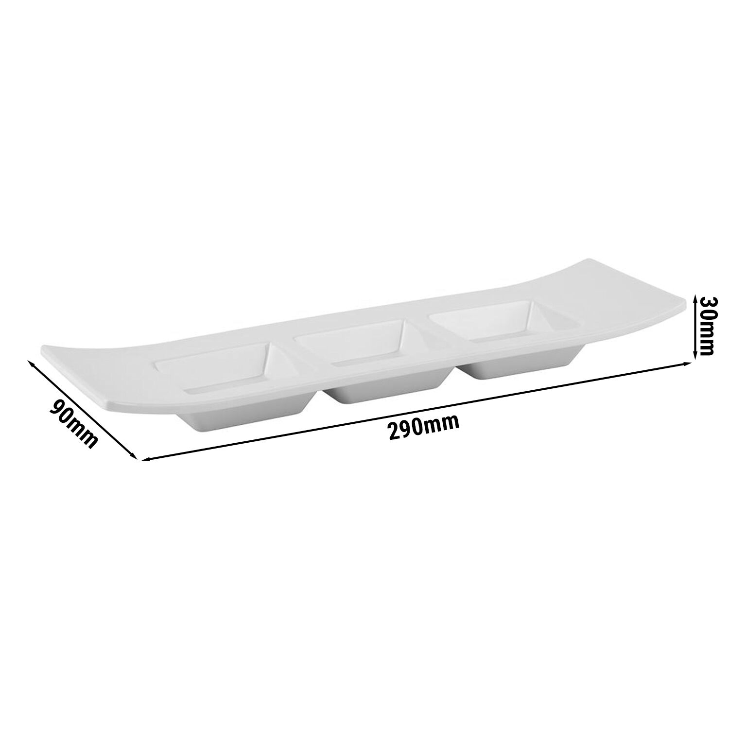 (6 pcs) Bol à dips - CASUAL - Mélamine - rectangulaire - 290x90mm - Profondeur : 30mm - Blanc