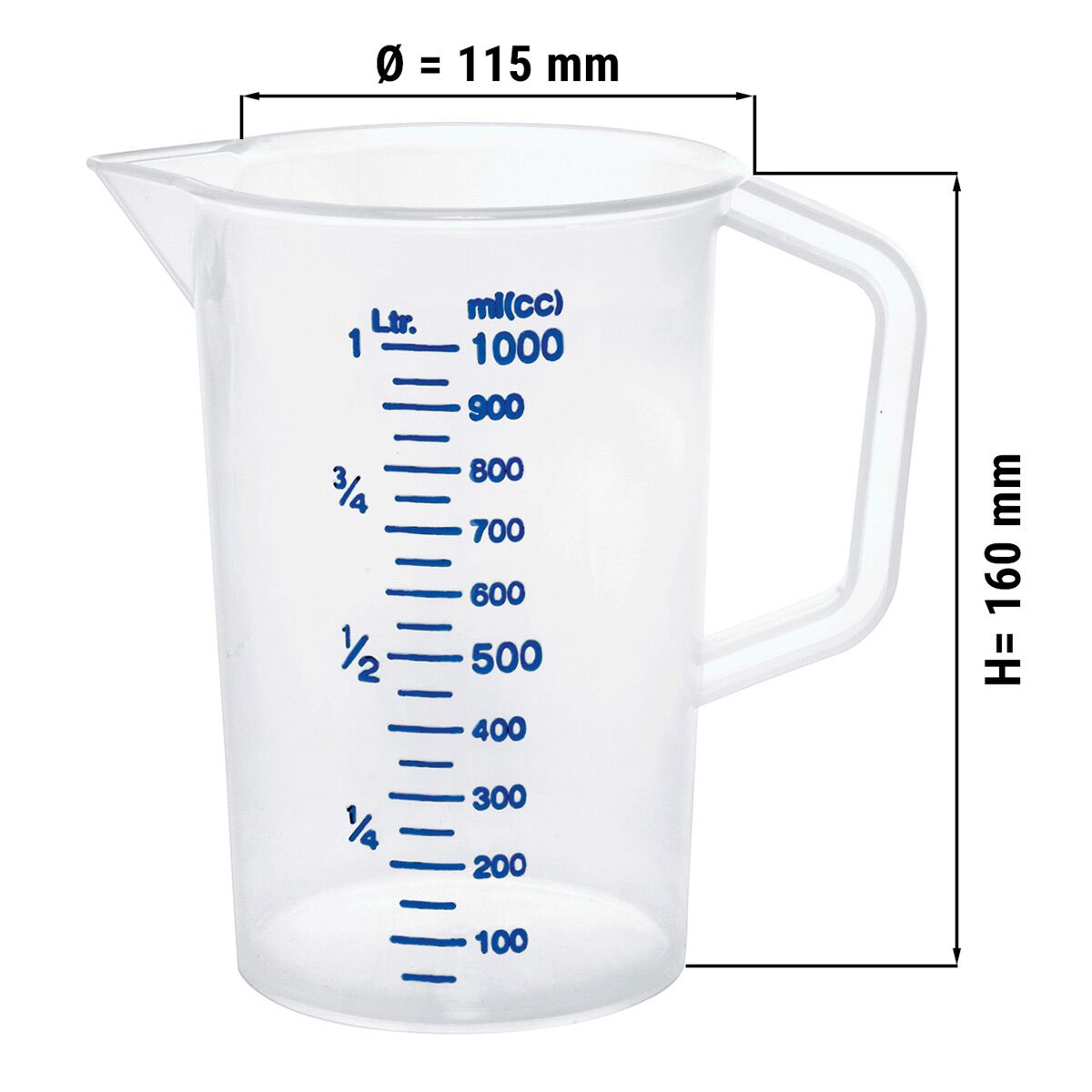 Messbecher - 1 Liter - mit 100ml Skalierung
