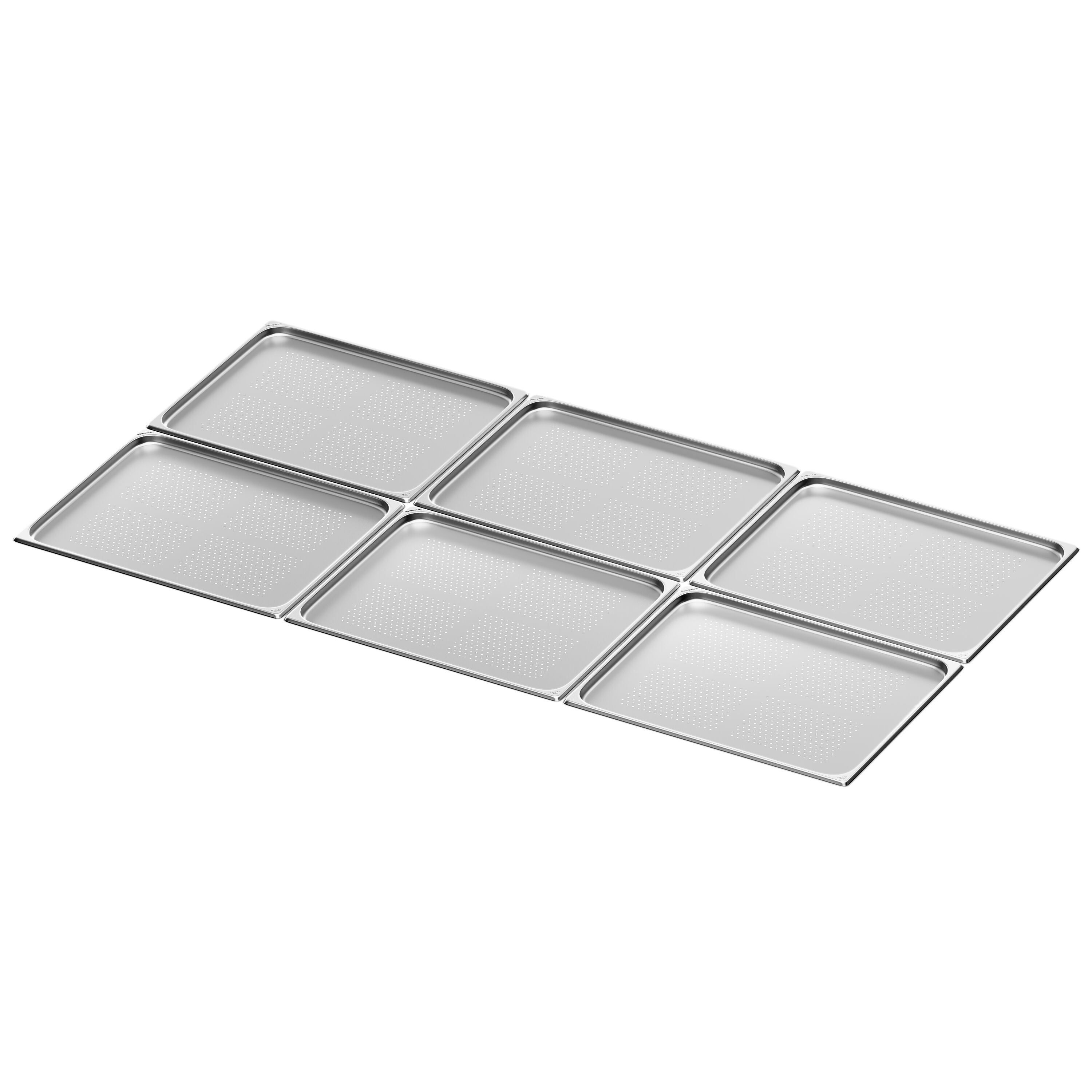 (6 Stück) Edelstahl-Behälter GN 2/1 - gelocht - Höhe: 20mm