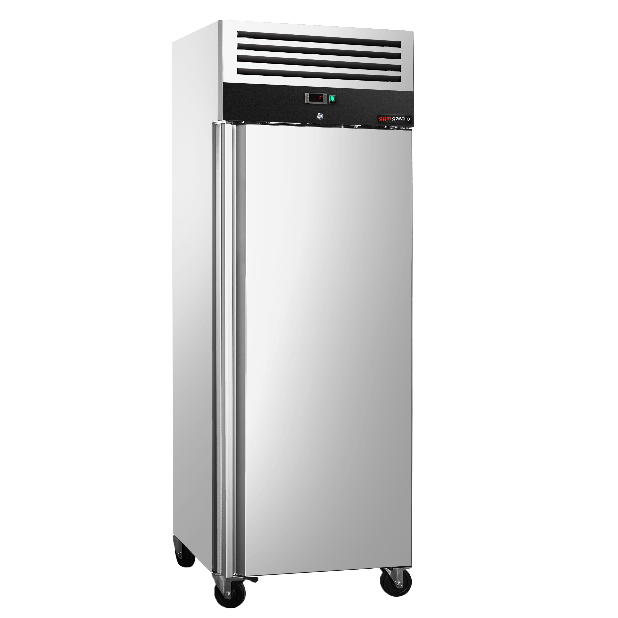 Armoire pâtissière positive Inox AISI 304 PREMIUM - EN 600 x 800 - 612 L - avec 1 porte & Glissières & 10 paires de rails en acier inox - Noire - Classe climatique 4 - Roulettes