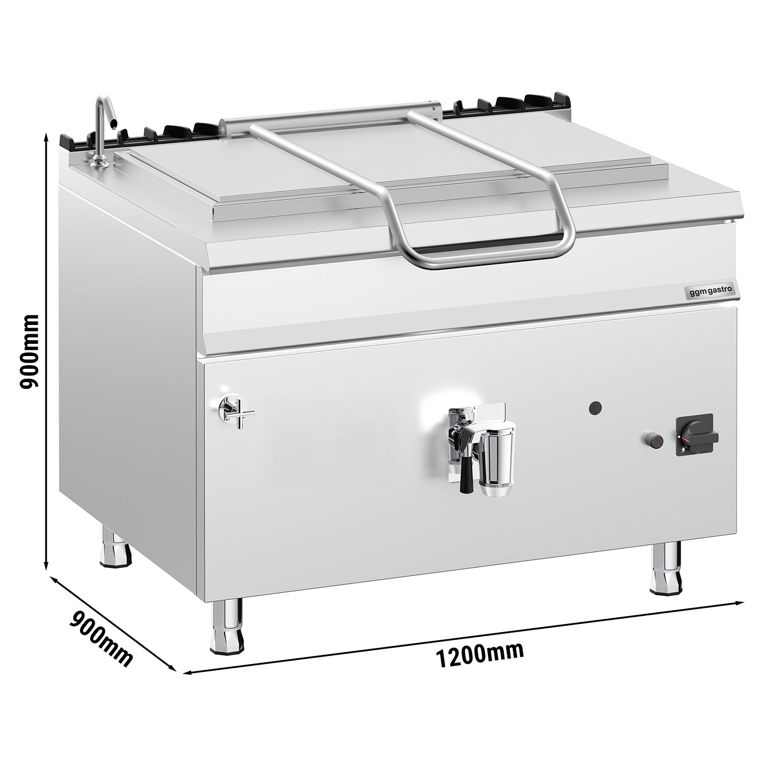Marmite de Cuisson à Gaz - 250 Litres - 30 kW - Chauffage Direct - avec Raccordement à l’Eau
