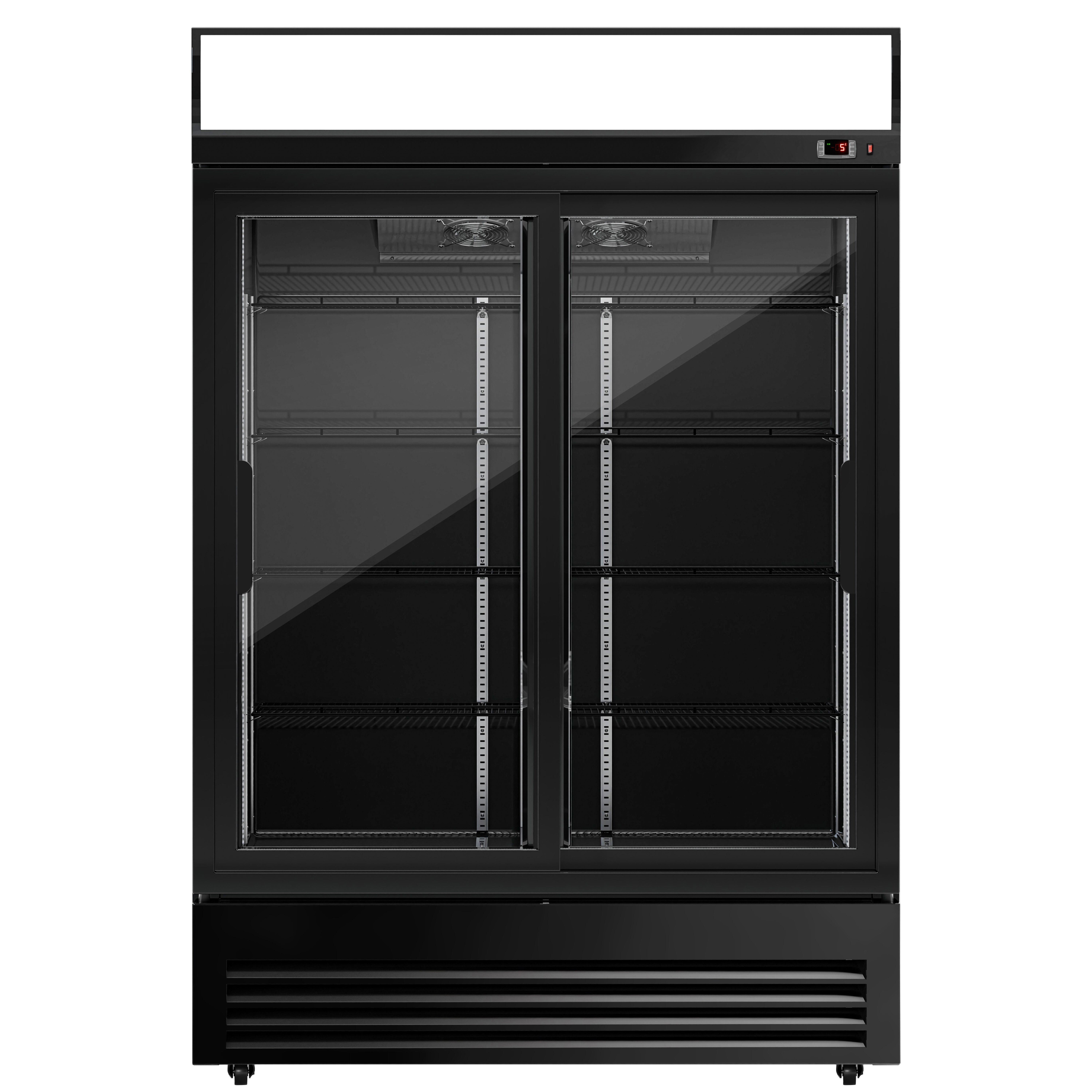 Vitrine réfrigérée à boissons - 1295mm - 880 L - 2 portes vitrées coulissantes - éclairage LED - affichage digital de la température - Noir - +2 à +8 °C