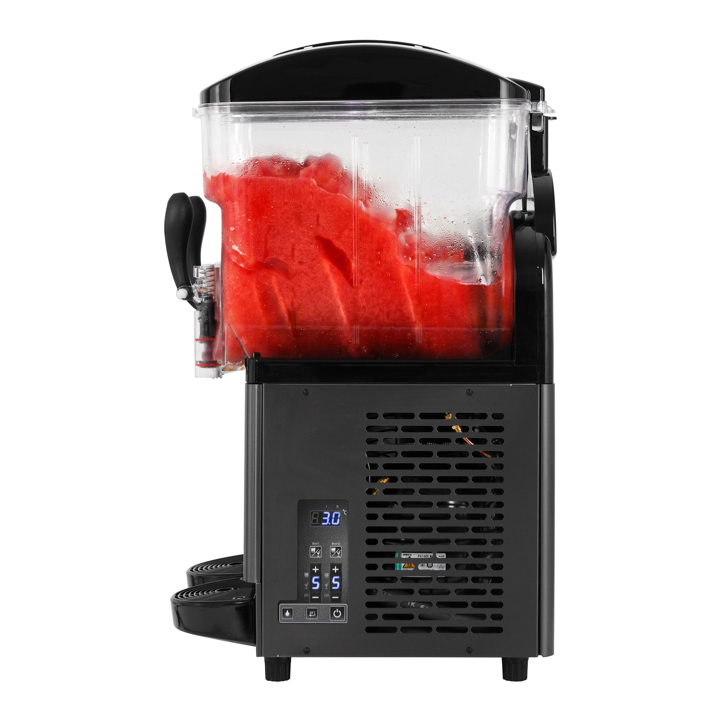 Machine à granita Professionnelle - 3x 12 litres - 1,08 kW - Digital - Récipient en Tritan - Noir