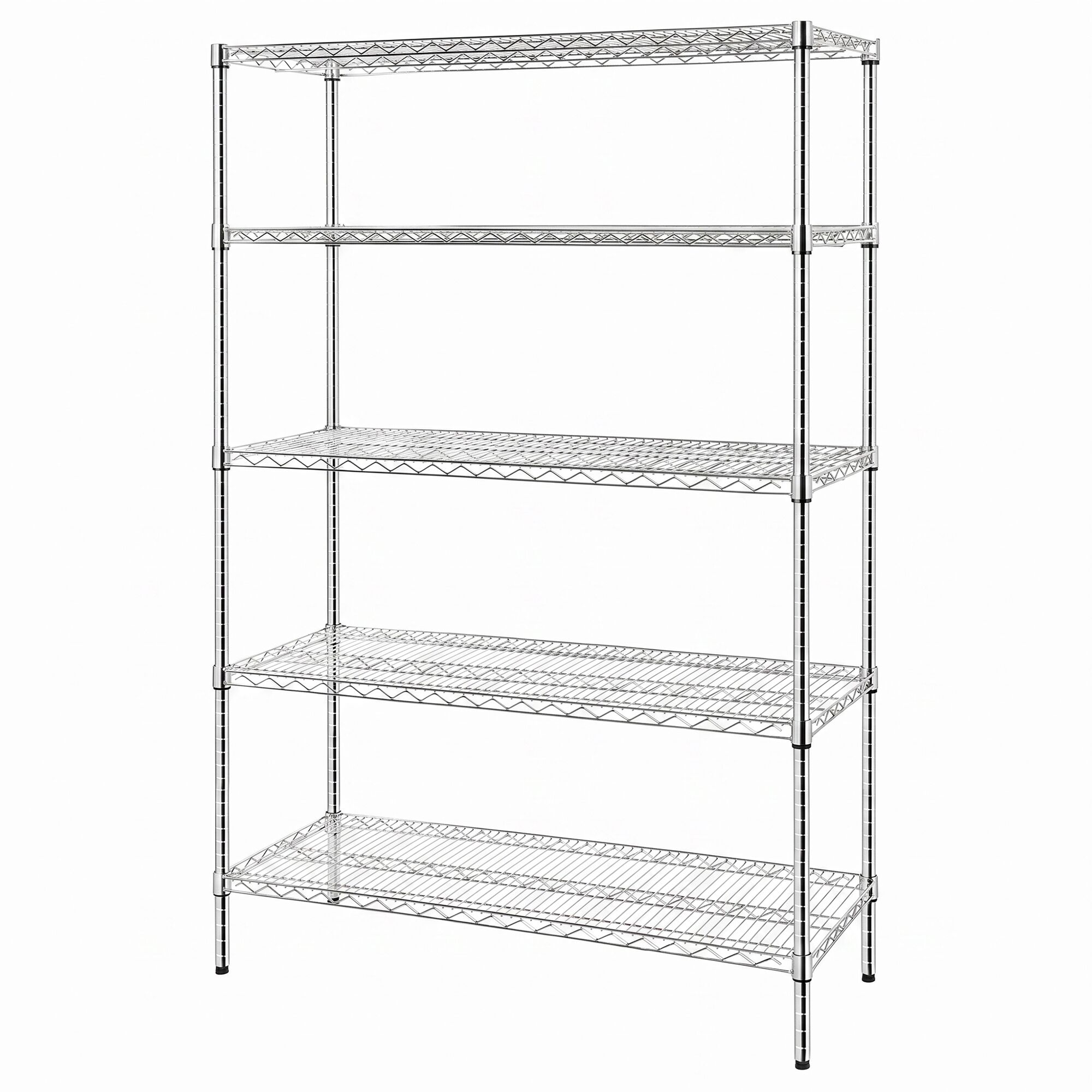 Stalen rek - 1500 x 450 mm - 5 legplanken - chroom