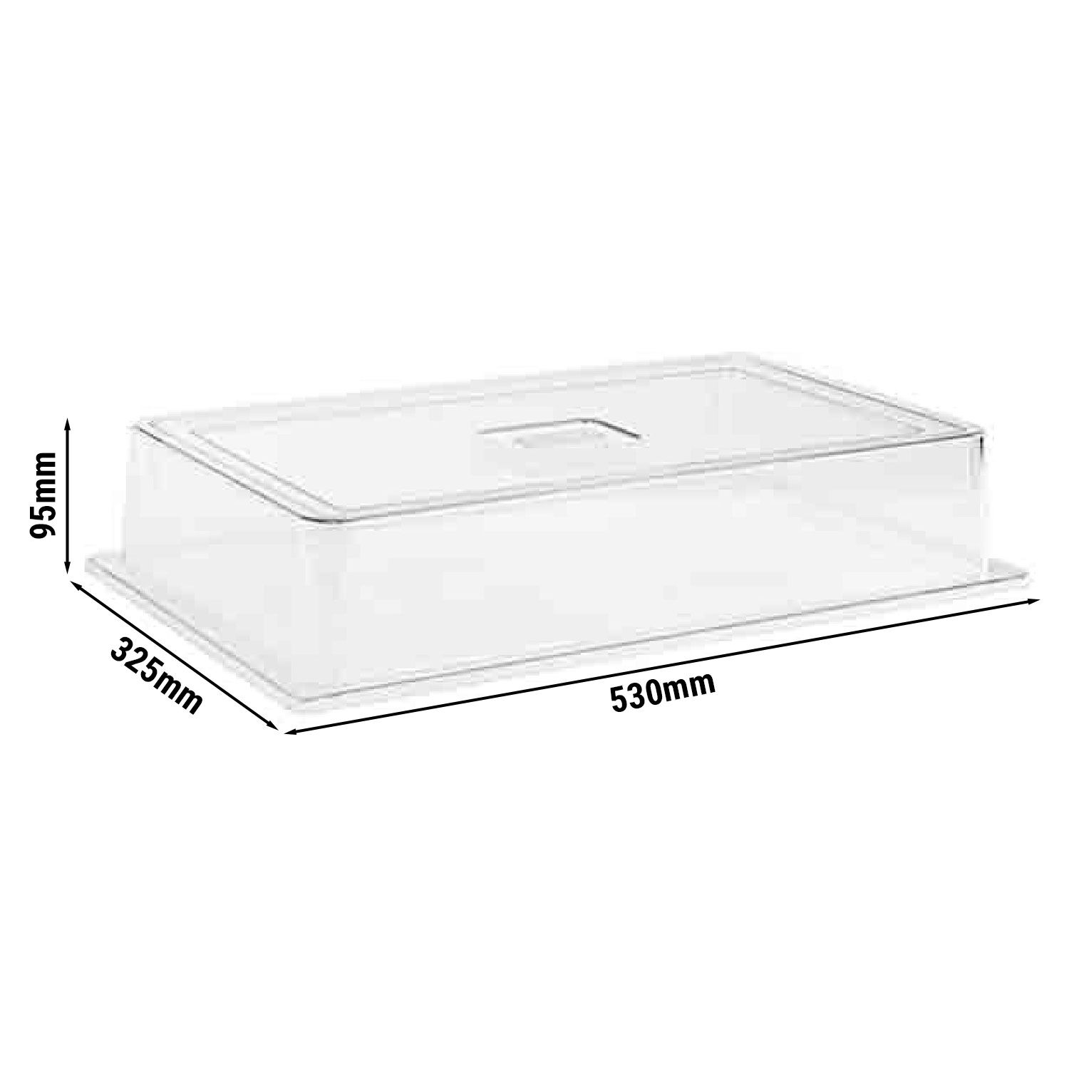 (6 pcs) Couvercle de présentation - GN 1/1 - Polycarbonate - 530x325mm - Hauteur:95mm