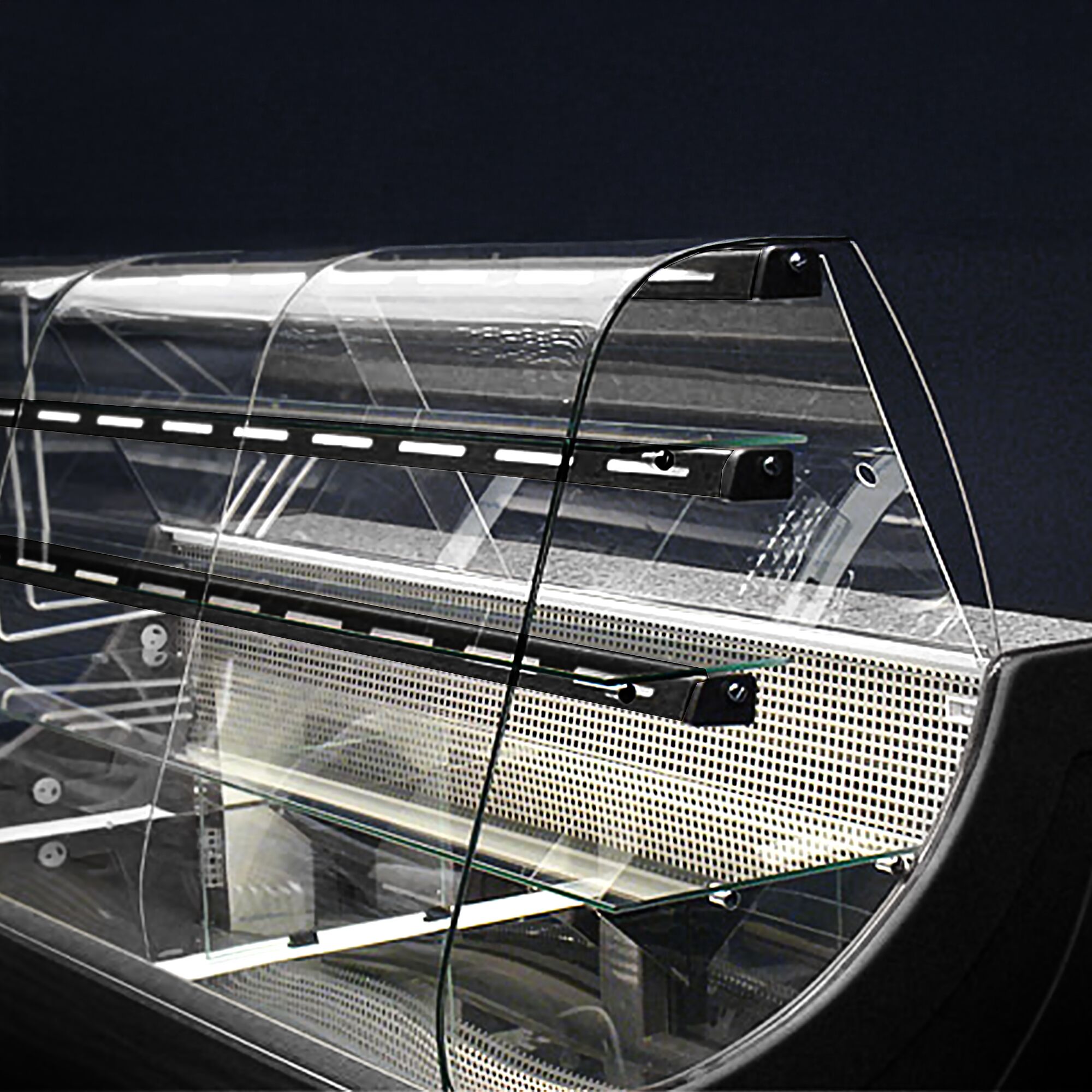 Comptoir vitrine réfrigérée - 1300x980mm - +4/+12°C - 3 étagères vitrées éclairées - Tiroirs à gâteaux - Plexiglas de nuit
