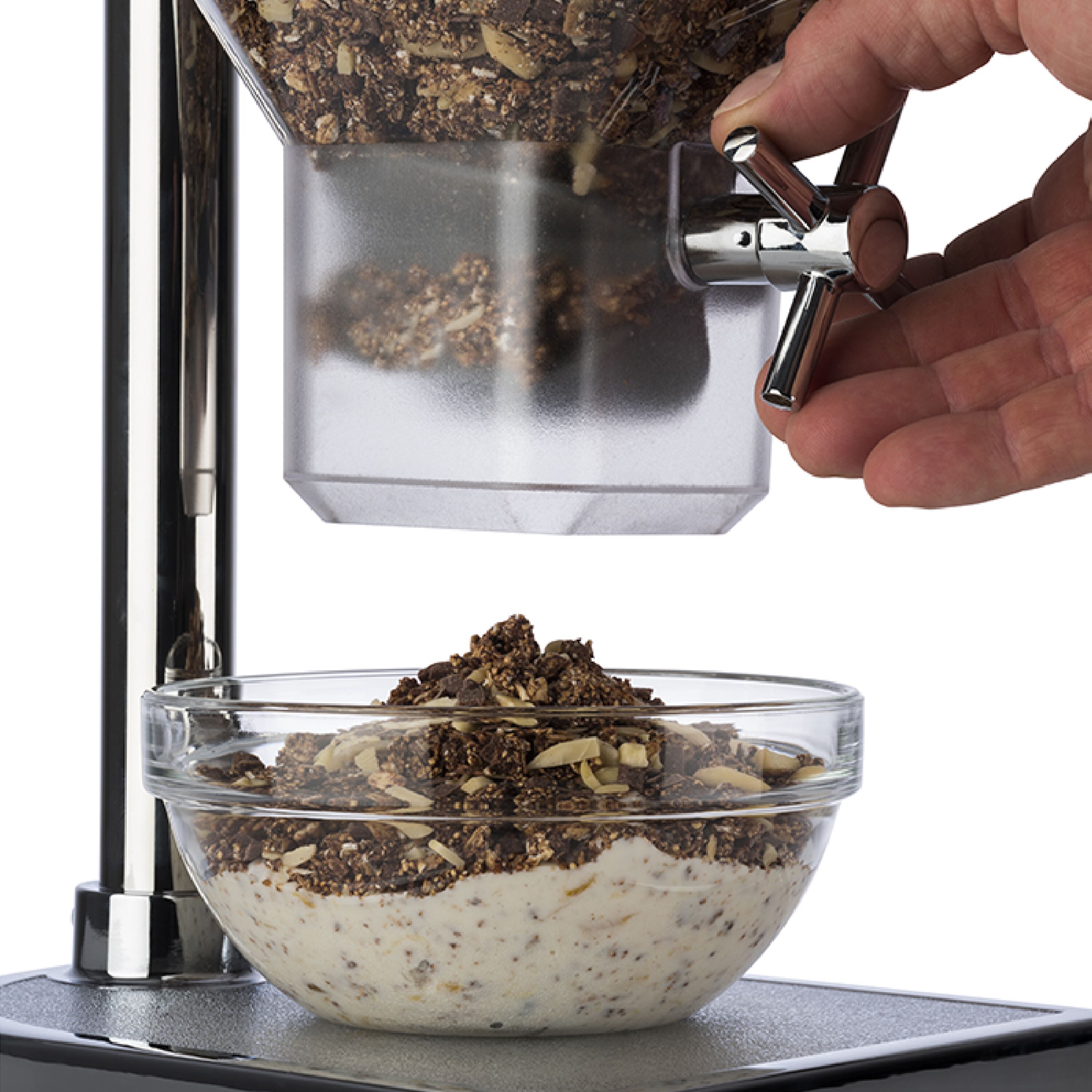 Müslidispenser - FRESH+EASY - 1 plastbehållare - 4,5 l - ställ i rostfritt stål - vridvred
