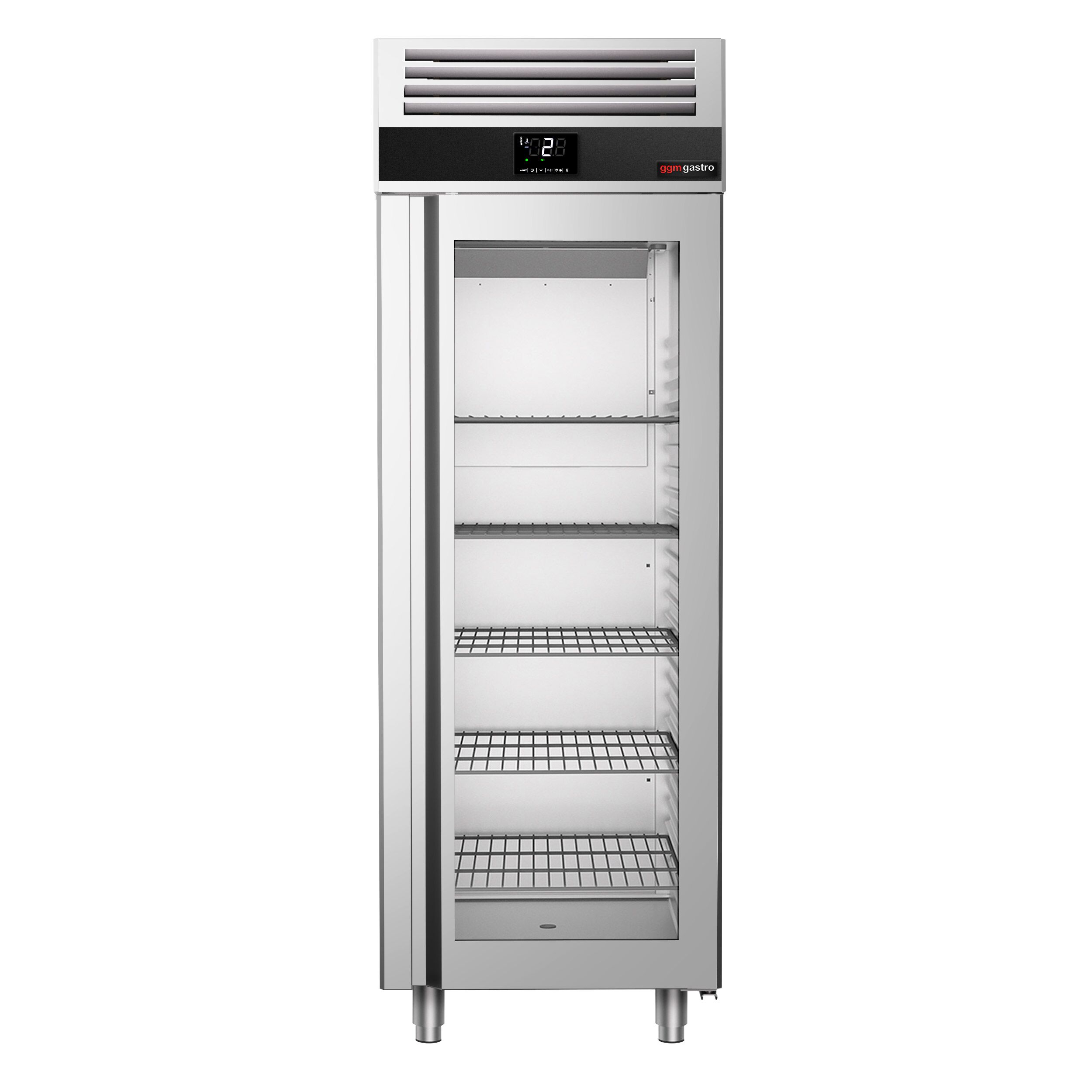 Glass Door Upright Fridge Stainless steel PREMIUM - GN 1/1 - 650L - with 1 glass door