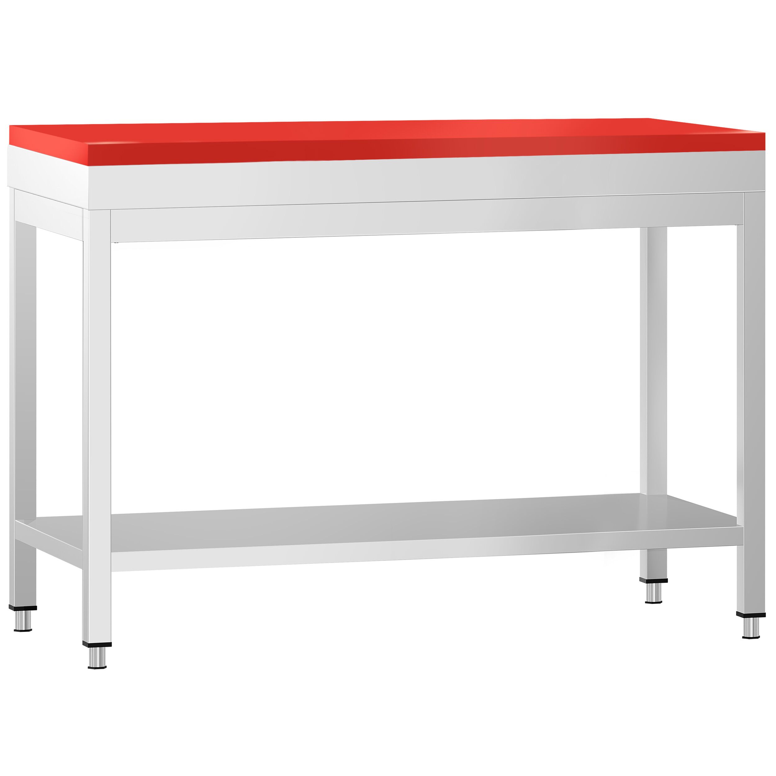 Table de travail inox PREMIUM - 1000 x 600 mm - avec tablette inférieure - incl. Planche à découper Rouge