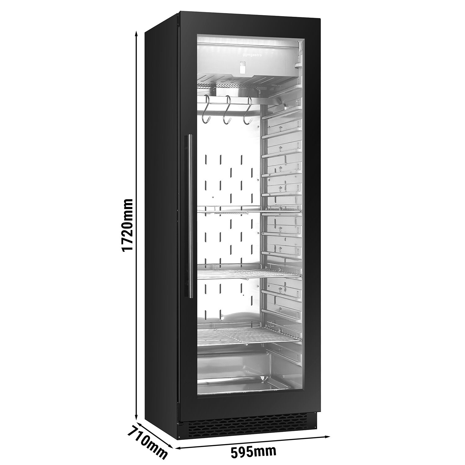 Dry Aging Armoire de maturation de la viande - 595mm - 352 litres - 1 porte vitrée sans cadre - Noir