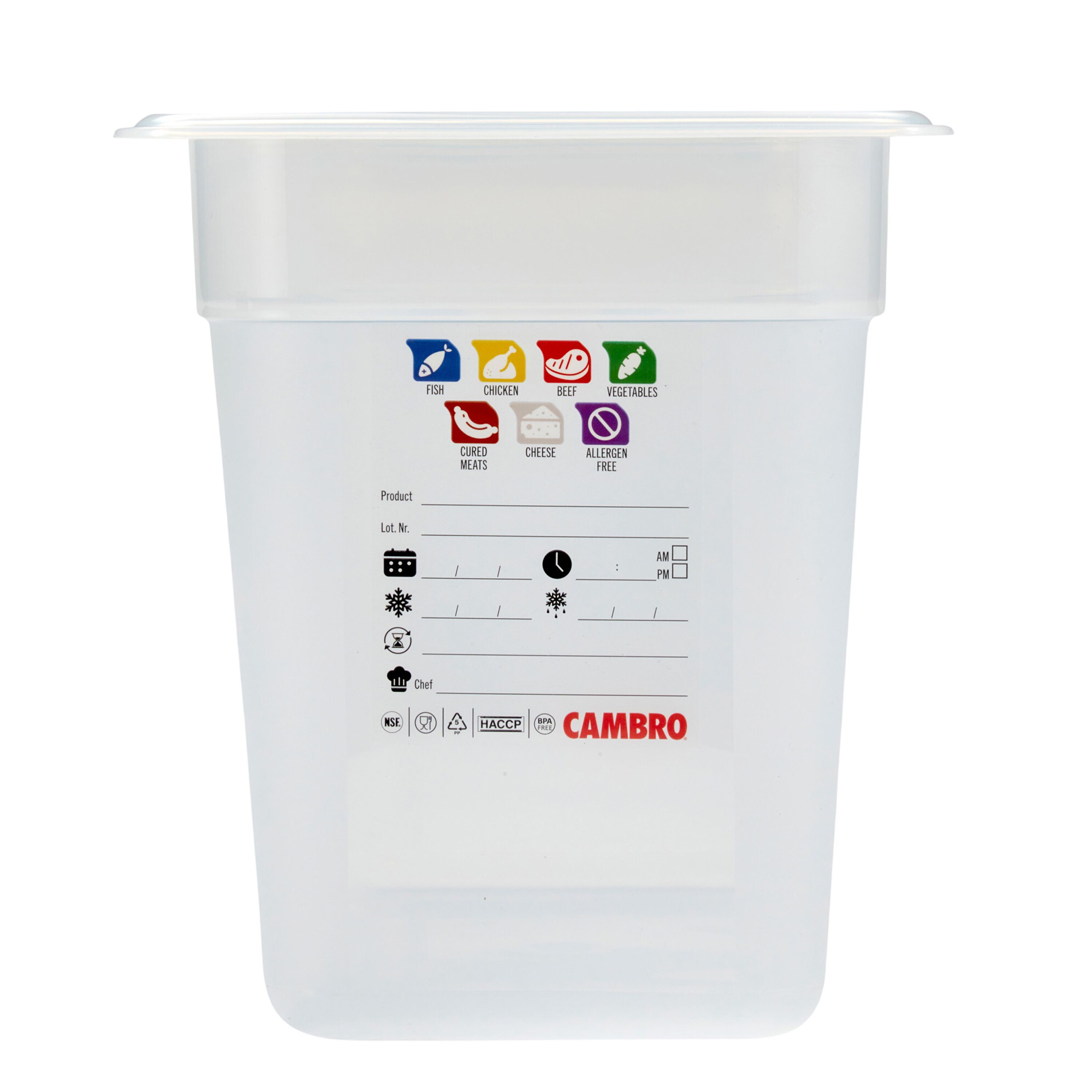 (6 pièces) CAMBRO | SafeTrak - Récipients en polypropylène GN 1/3 - laiteux - Hauteur : 200mm