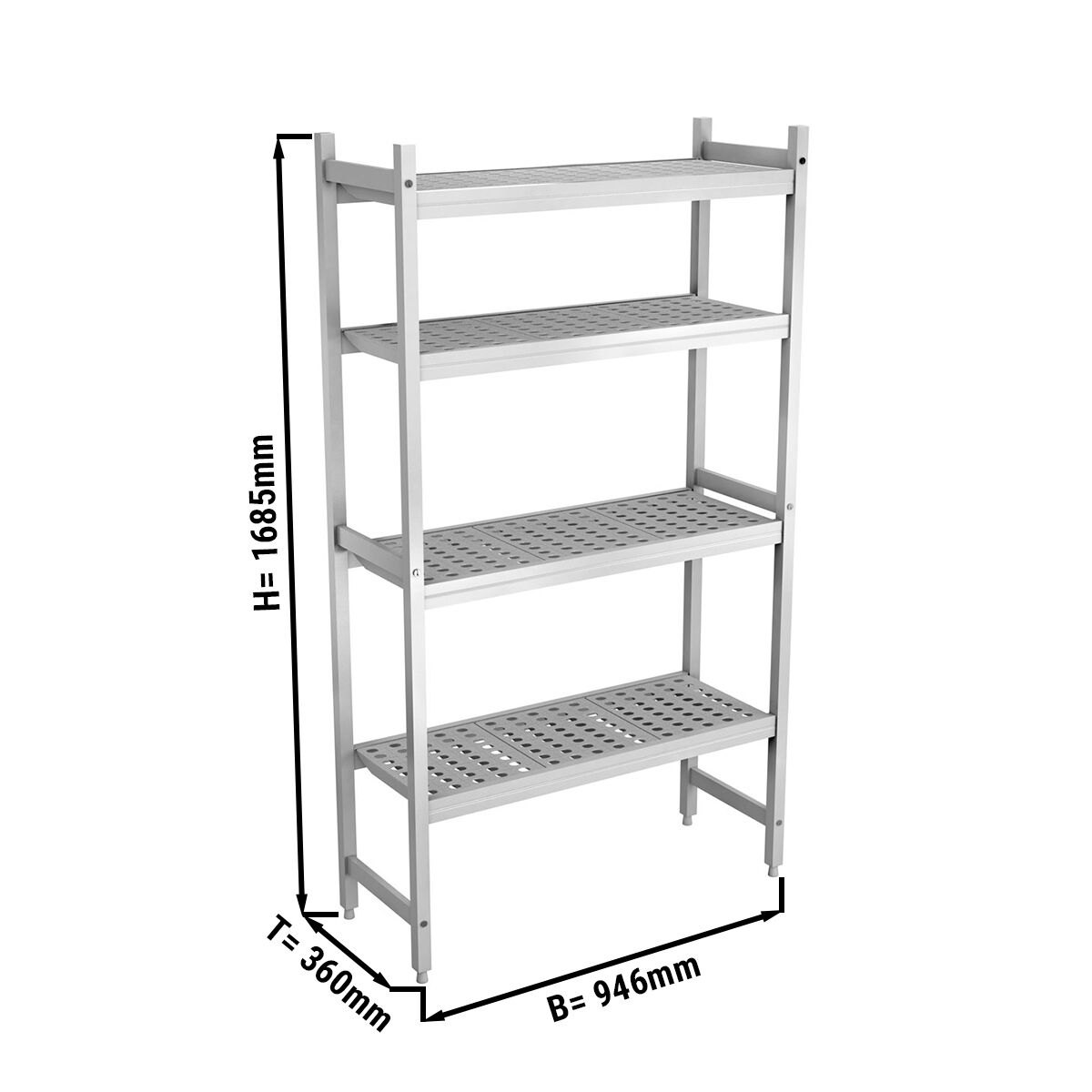 Aluminium Grundregal - 946x1685mm - Tragkraft: 450 kg