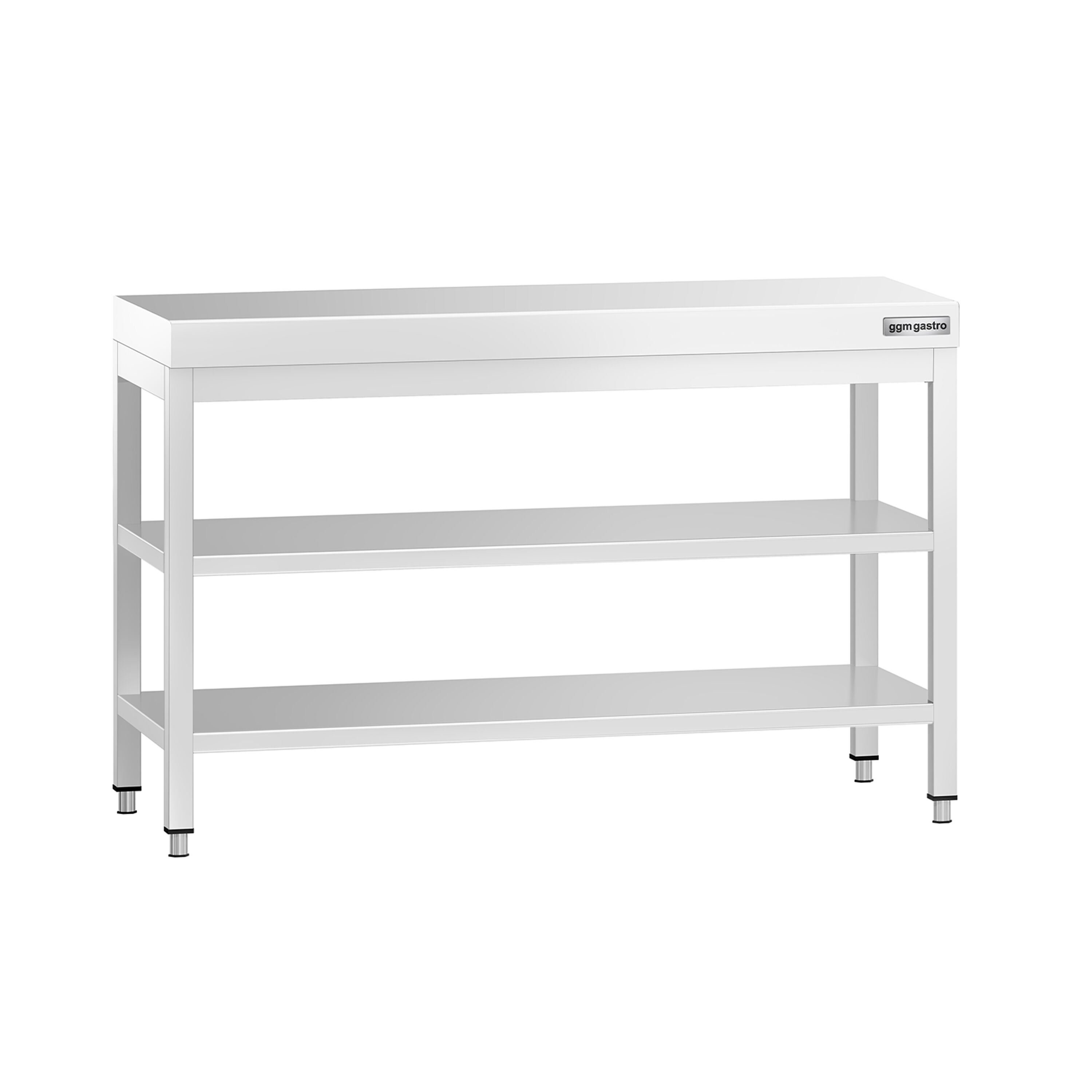 Table de travail inox PREMIUM - 1200 x 700 mm - avec tablette inférieure & Tablette intermédiaire