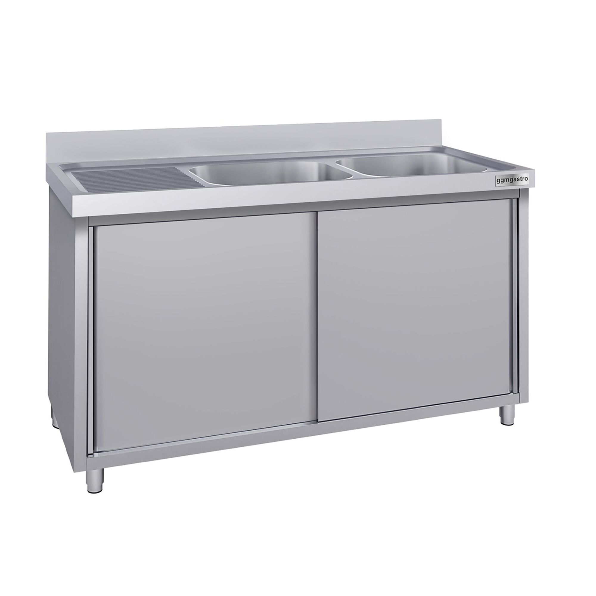 Meuble évier ECO - 1600 x 600 mm - avec 2 bacs à droite