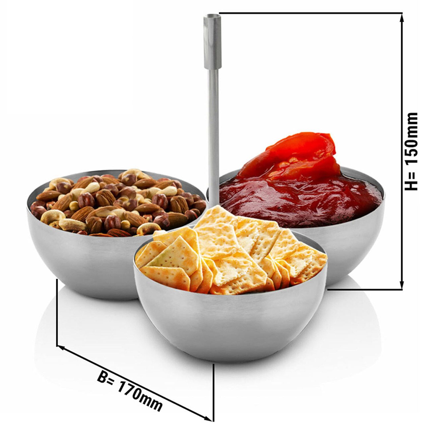 (3 pcs) Bol à snack - Acier inoxydable - Ø 85mm - Profondeur : 85mm