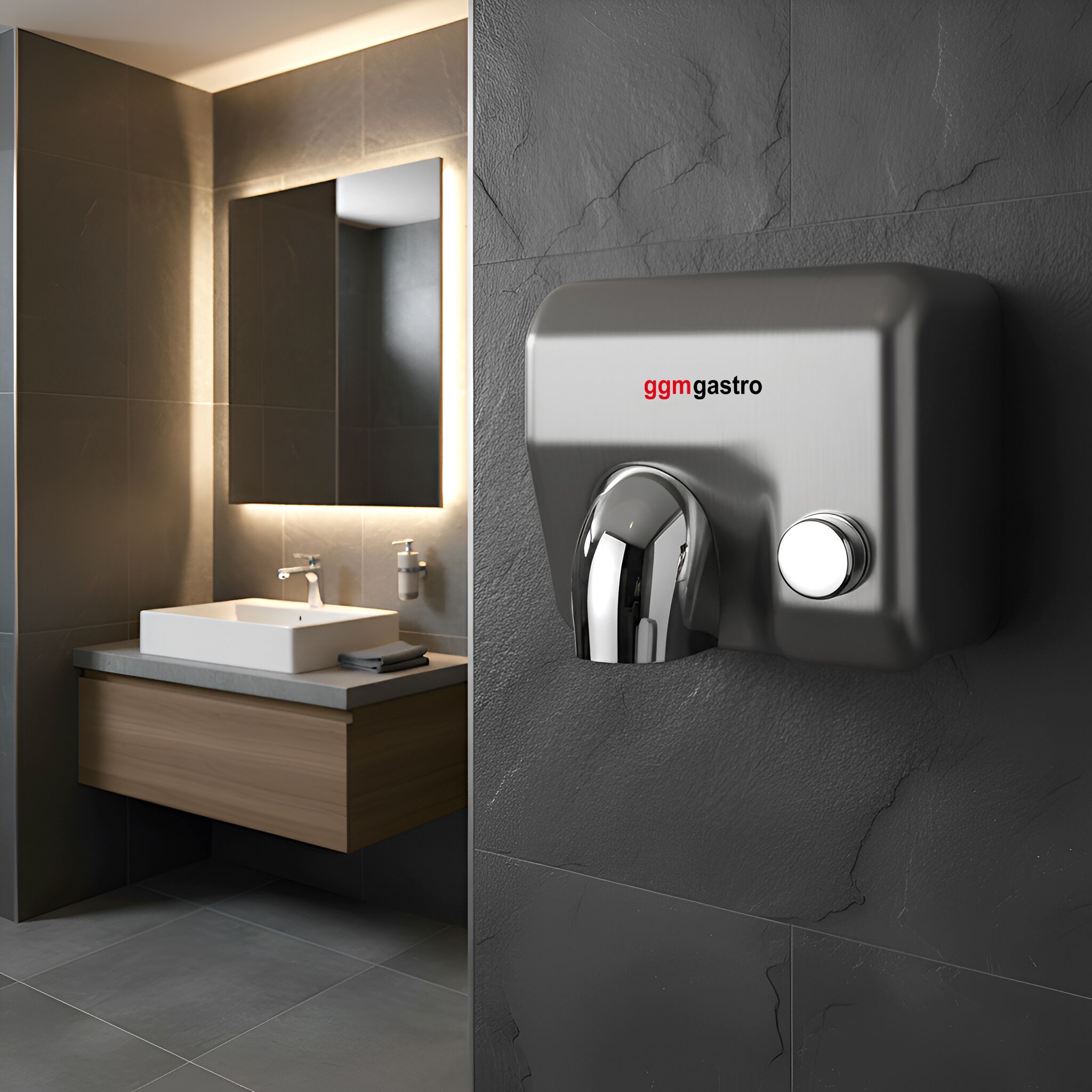 (2 pcs) Sèche-mains à bouton-poussoir - Acier inoxydable brossé