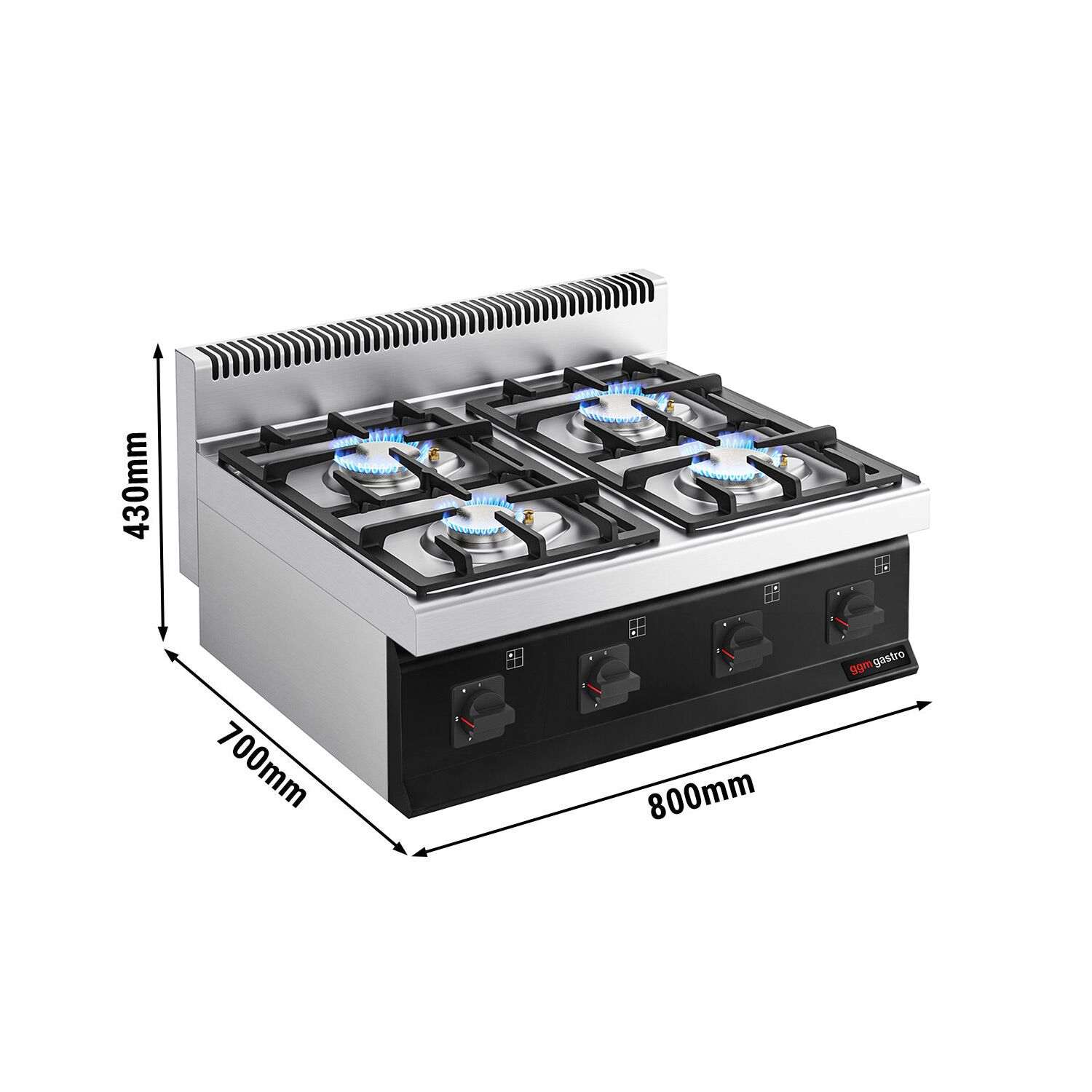 Fourneau à gaz – 23 kW – 4 brûleurs