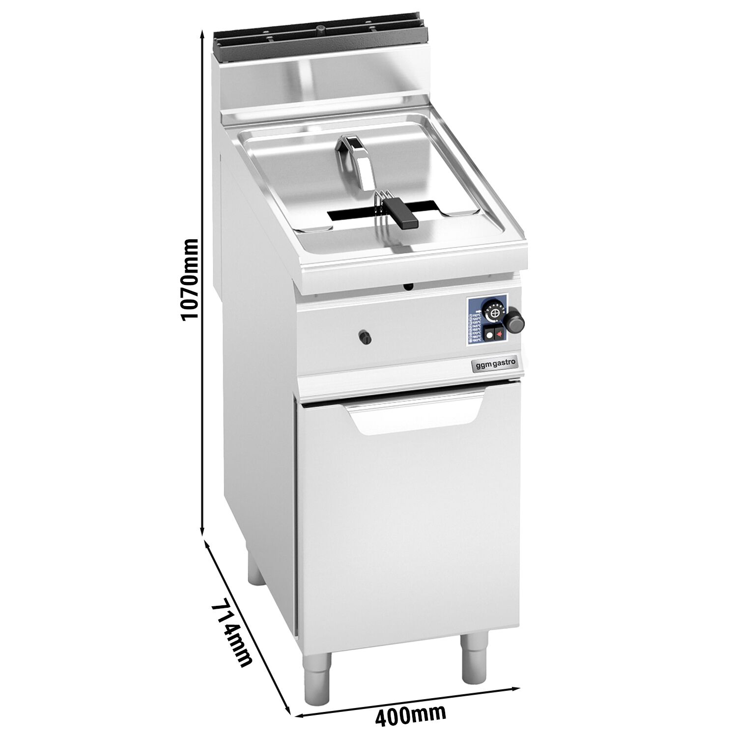 Gasfriteuse - 10 liter - 6,9 kW - mechanische bediening - met aftapkraan