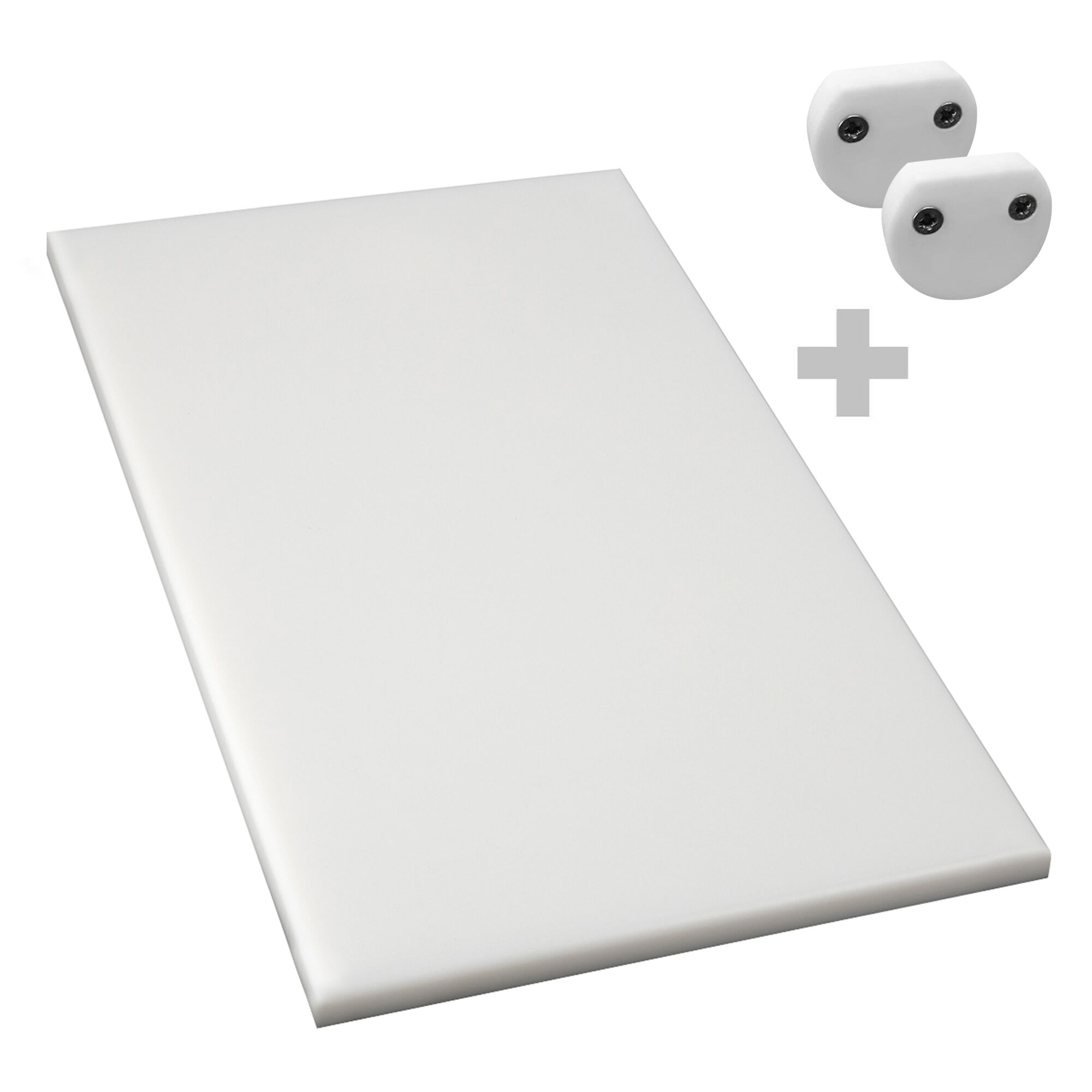 Planche à découper antidérapante avec butées – format EN 600 × 400 – conforme HACCP – Blanc