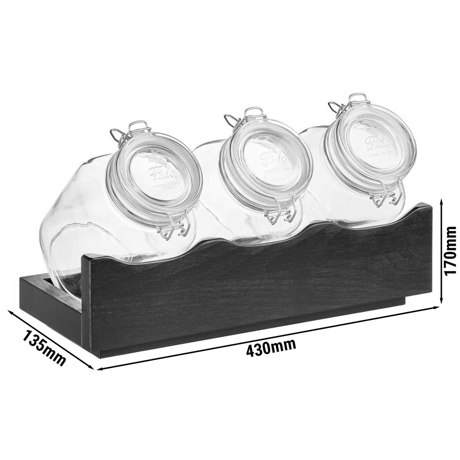 Support de buffet - GOOD MORNING - set 4 pièces - support en bois incl. 3 verres