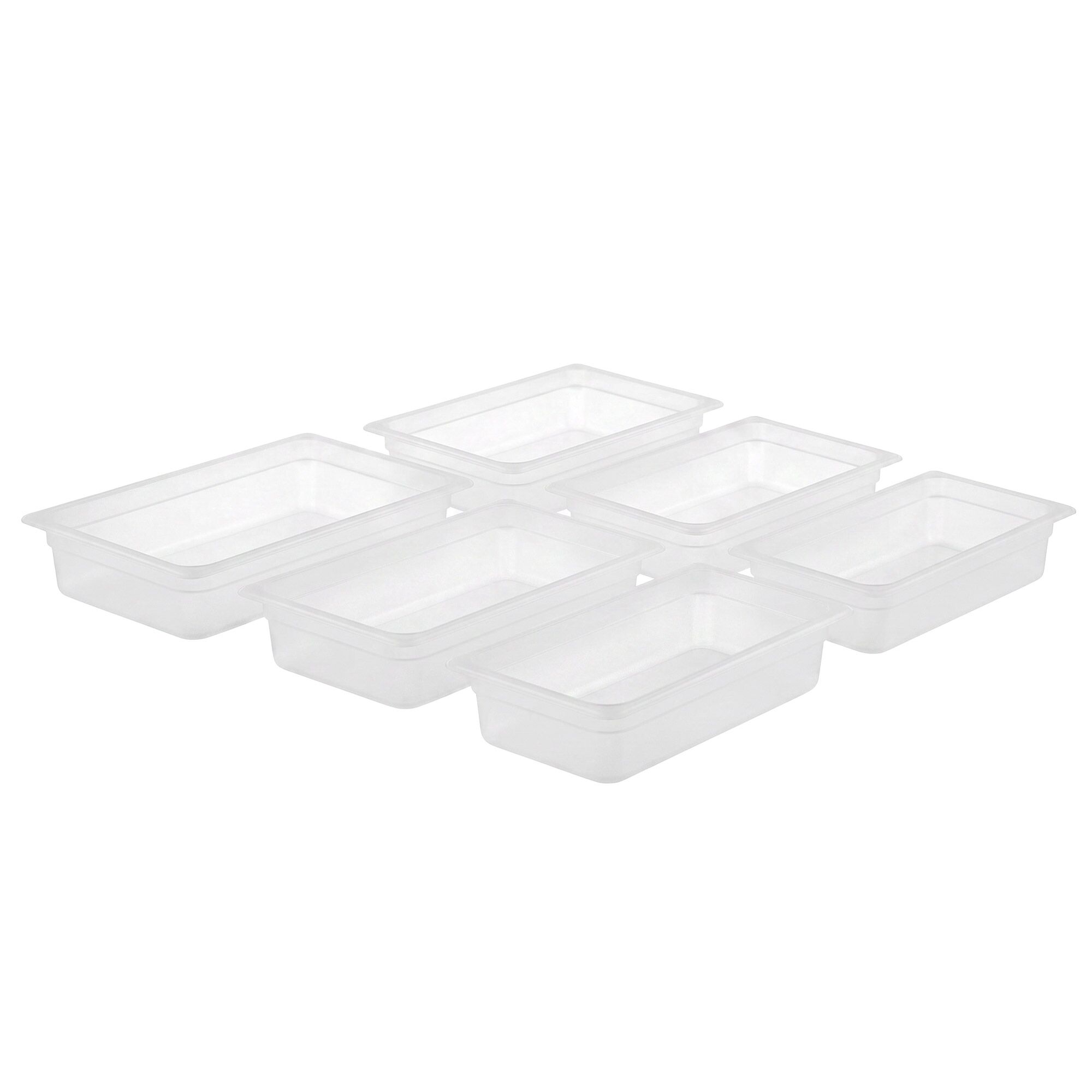 (6 pièces) Bac en Polypropylène - GN 1/1 - Translucide - 3 L - Hauteur : 100 mm