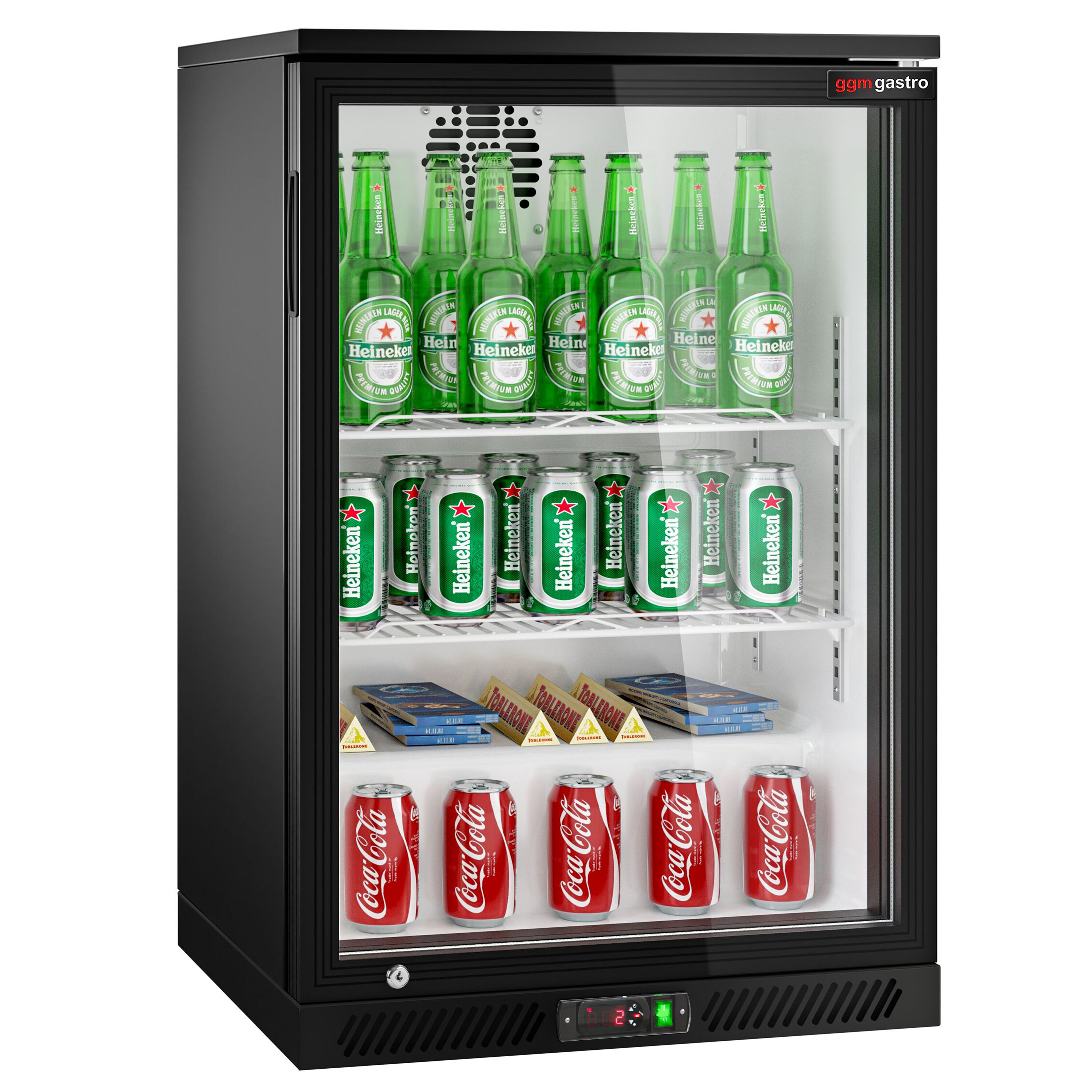 Réfrigérateur de bar – 600 mm – 126 litres – avec 1 porte vitrée battante – Noir