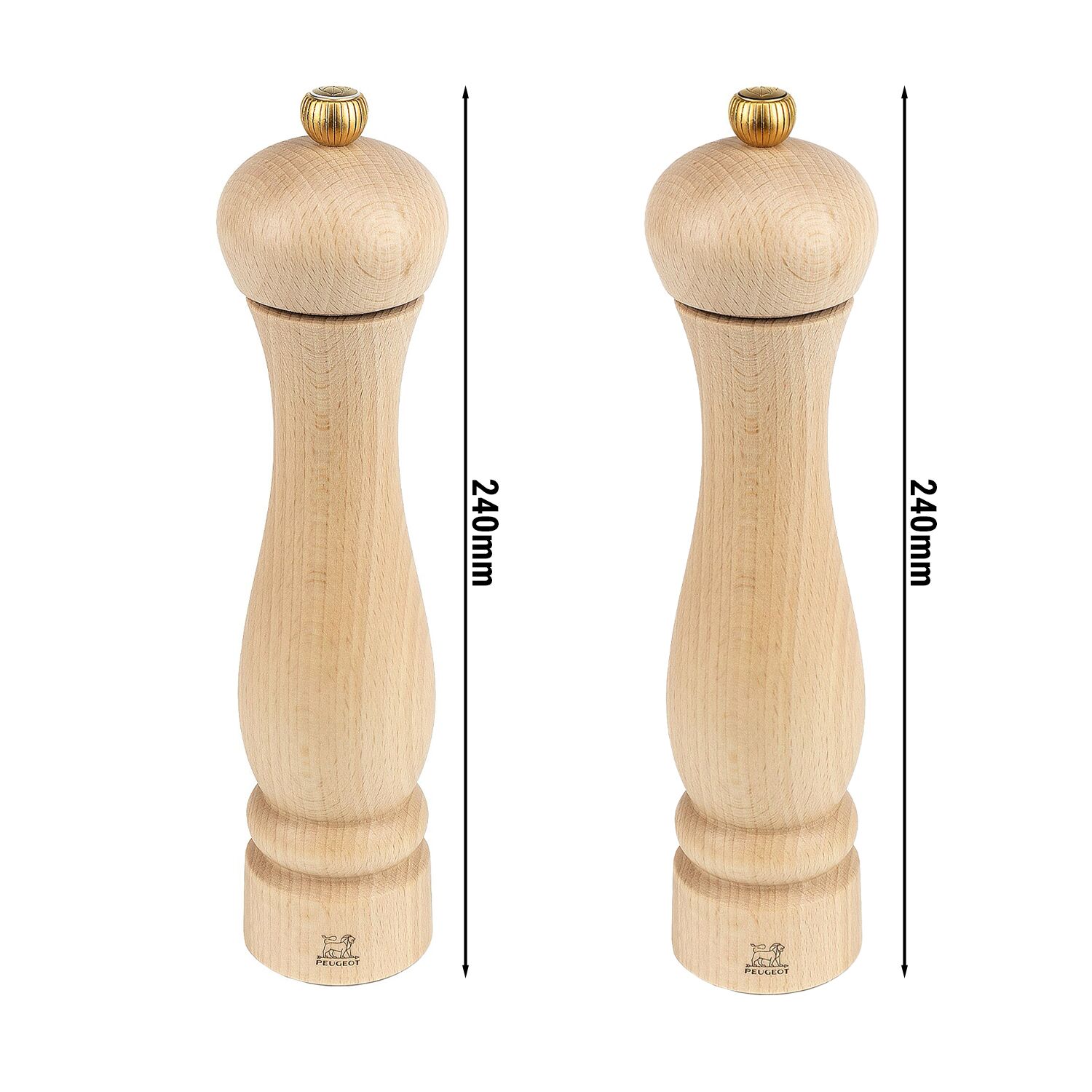 (6 pièces) PEUGEOT | CLERMONT – Moulins à sel & Poivre – Bois – Naturel – Hauteur : 240 mm