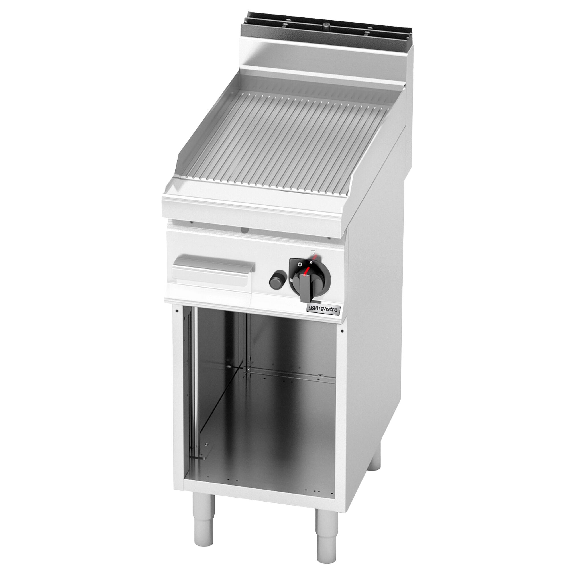 Commercial Gas Griddle - 6.9kW - Ribbed Plate - Cooking area: 395x500mm - on Stand