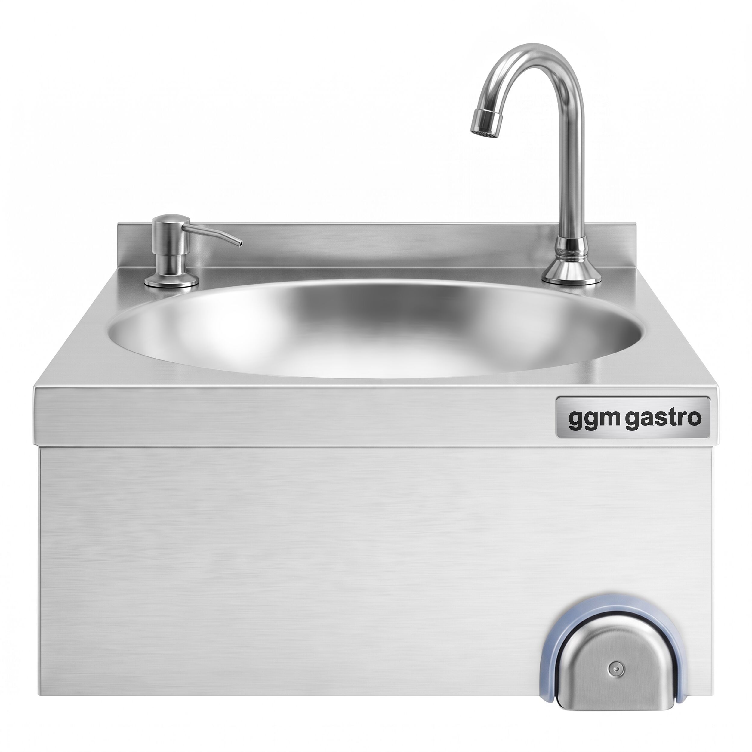 Hand washbasin – with tap, soap dispenser, knee-operated control and rim