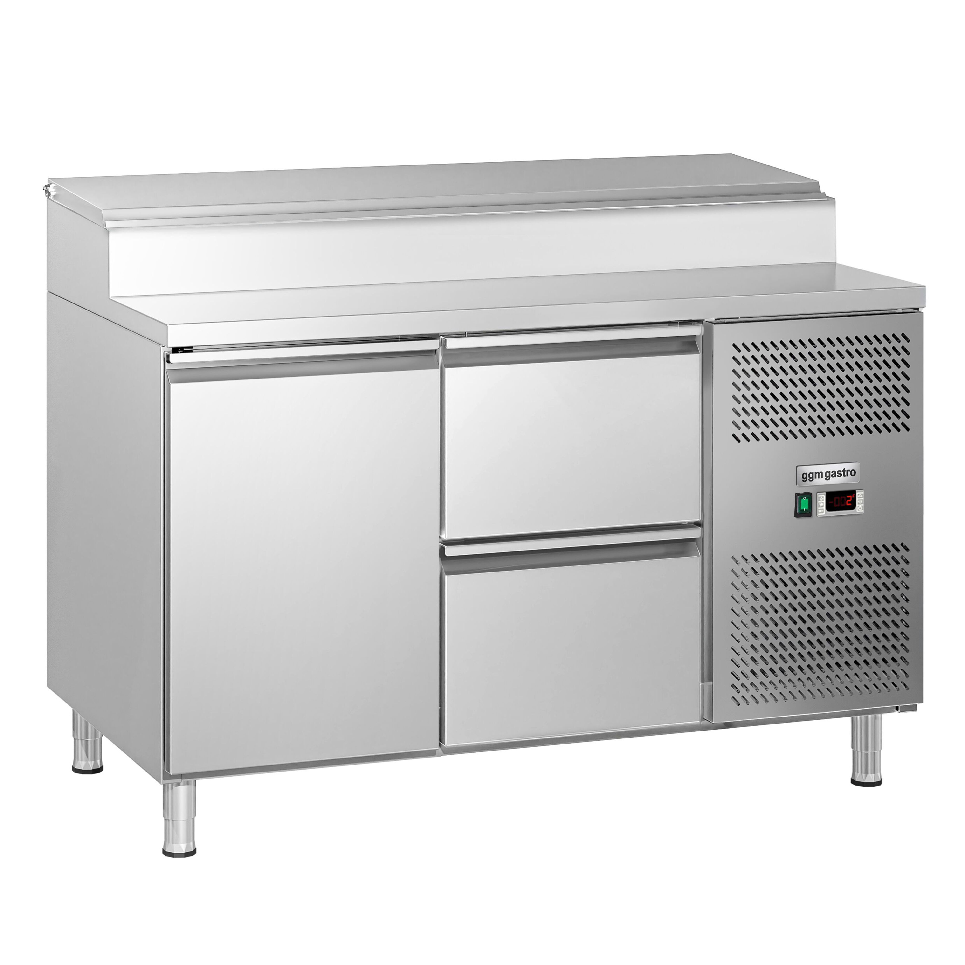 Table de préparation ECO – 1360 mm – 1 porte & 2 tiroirs – pour 7 bacs GN 1/3