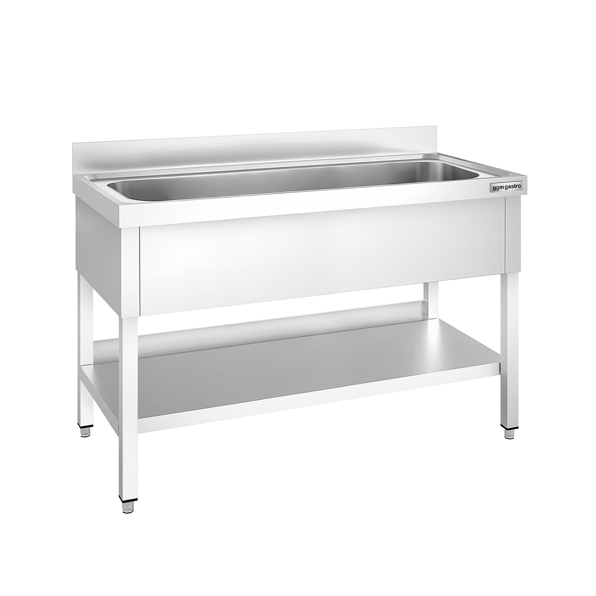 Plonge à marmites en inox PREMIUM - 1400x700mm - avec étagère basse & 1 bac