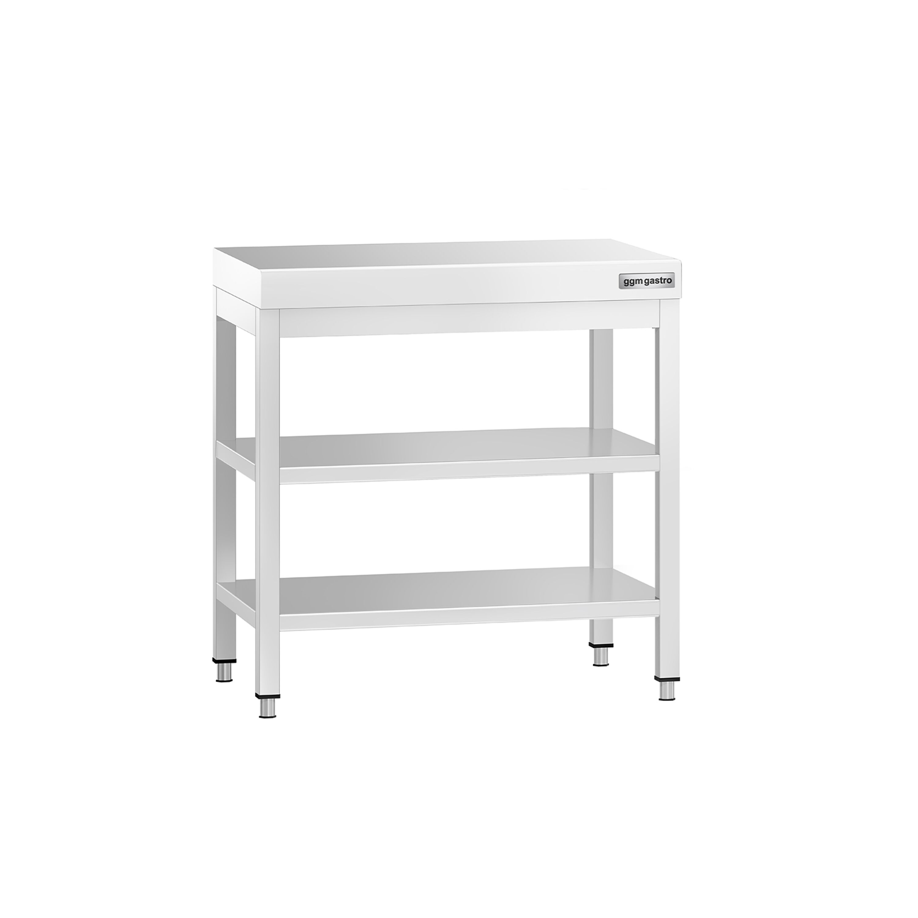 Table de travail inox PREMIUM - 600 x 600 mm - avec tablette inférieure & Tablette intermédiaire