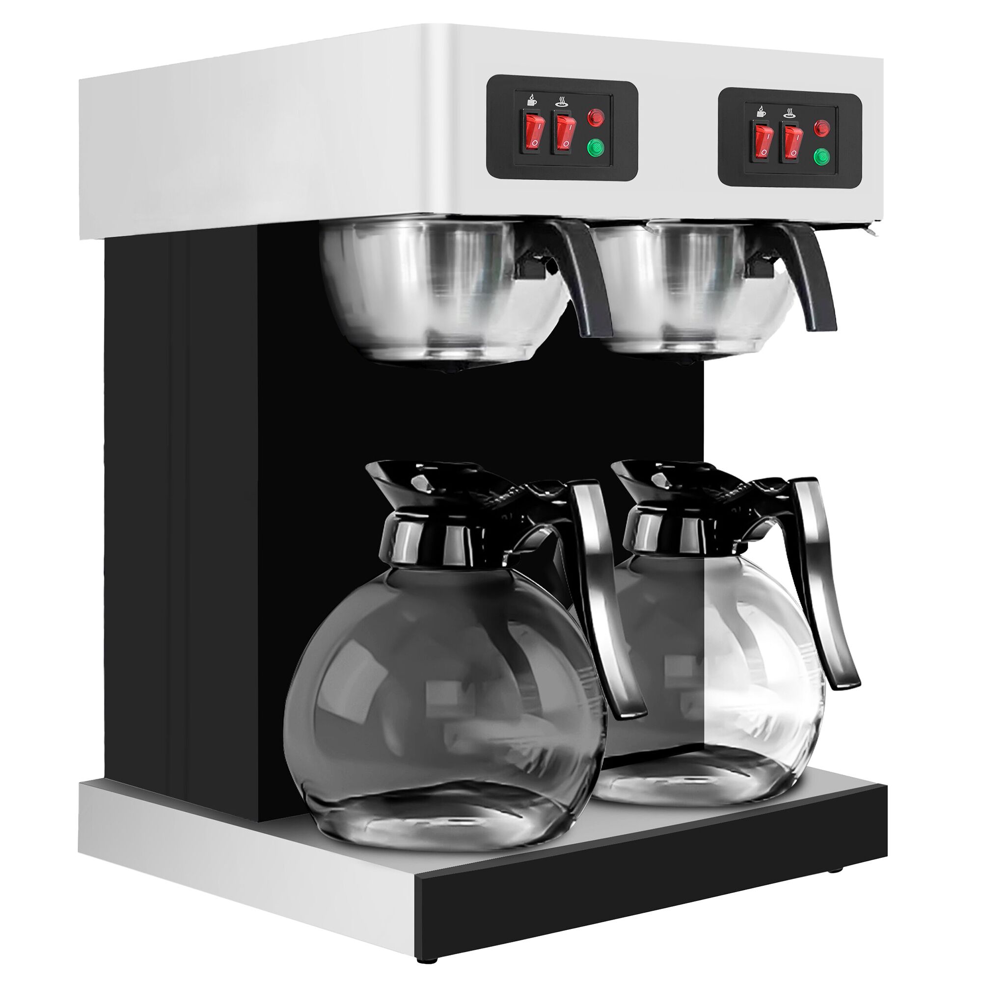Aparat za filter kavu - Profesionalni - 2x 1,8 l - uklj. 2 staklena vrča & 2 držača filtera & 20 filtera