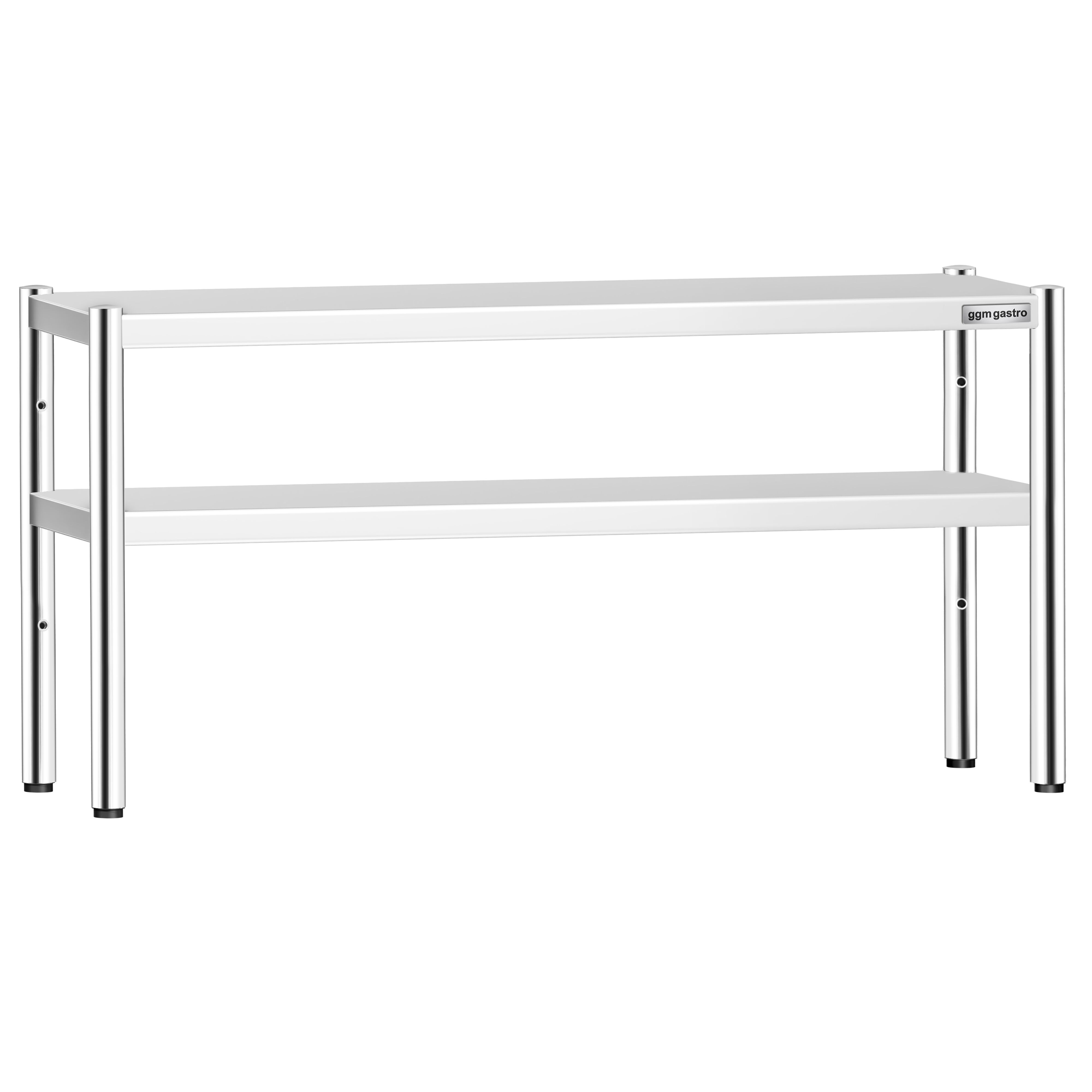 Étagère supérieure en inox – 2 niveaux – 1600 × 370 mm – hauteur réglable