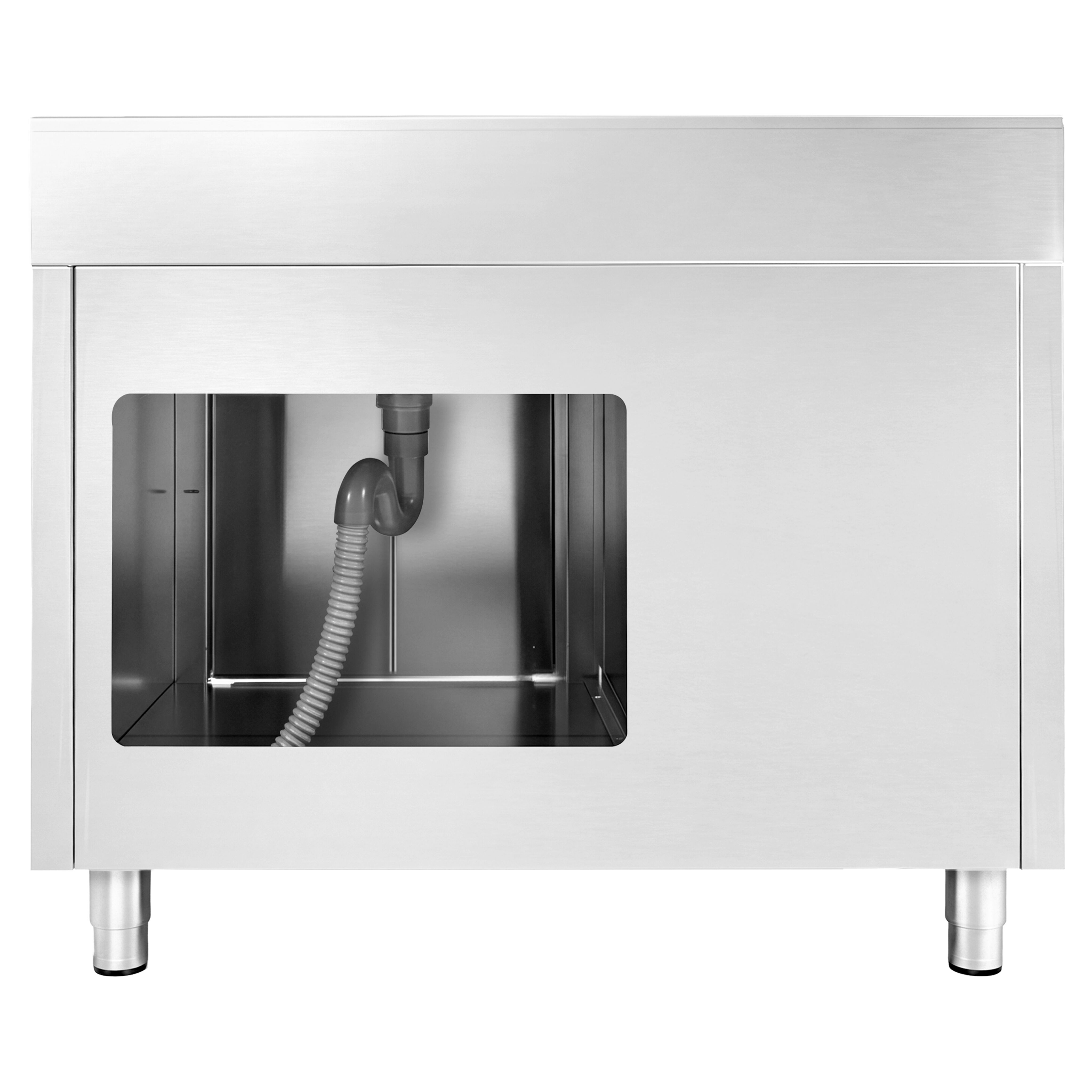 Diskbänk med underskåp PREMIUM - i rostfritt stål - 1200x700 mm - 1 ho - höger - med avfallsbehållare