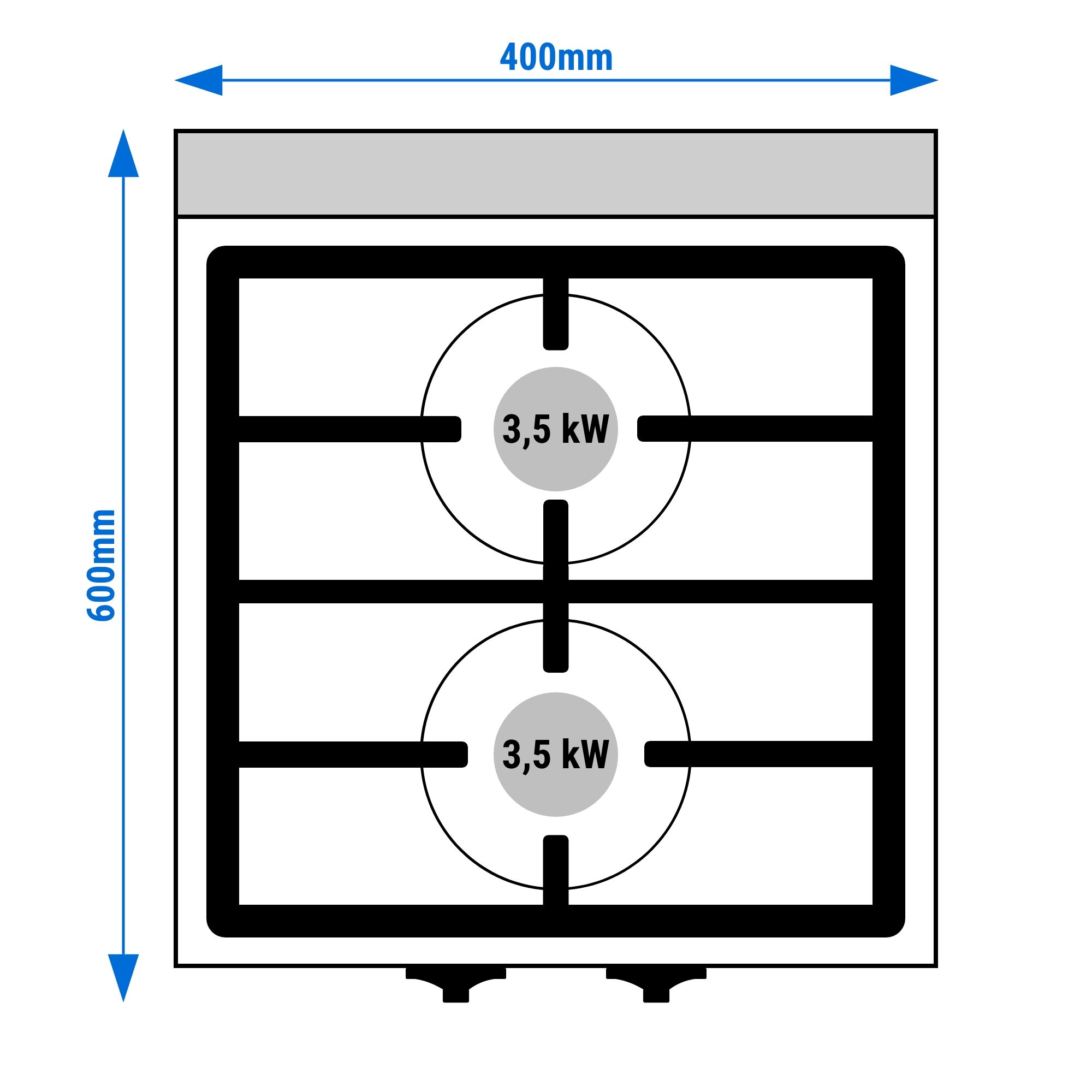 Fourneau à gaz – 7 kW – 2 brûleurs