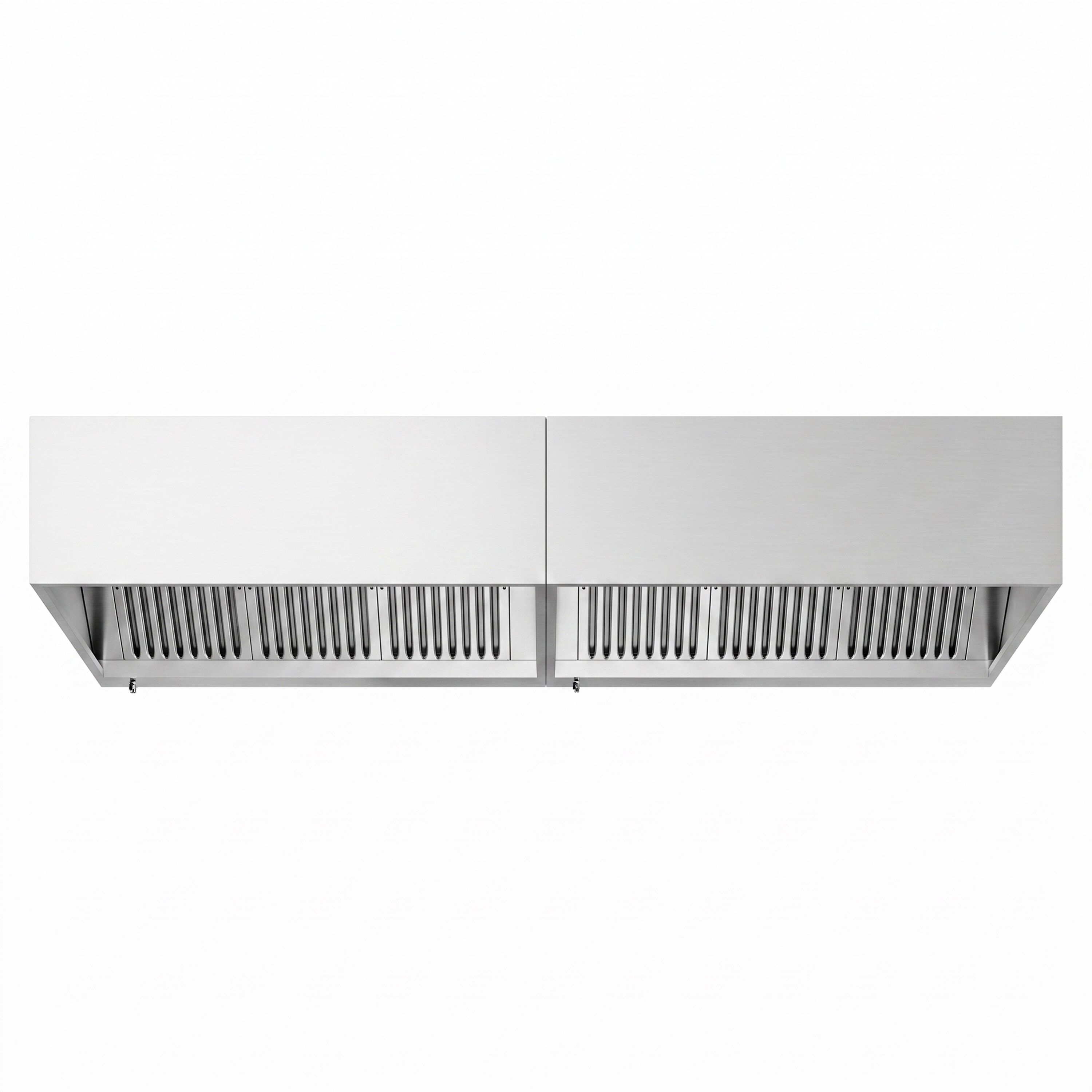 Hotte à adosser professionnelle - Profondeur 1100 - 2800mm - sans moteur - avec filtres et éclairage