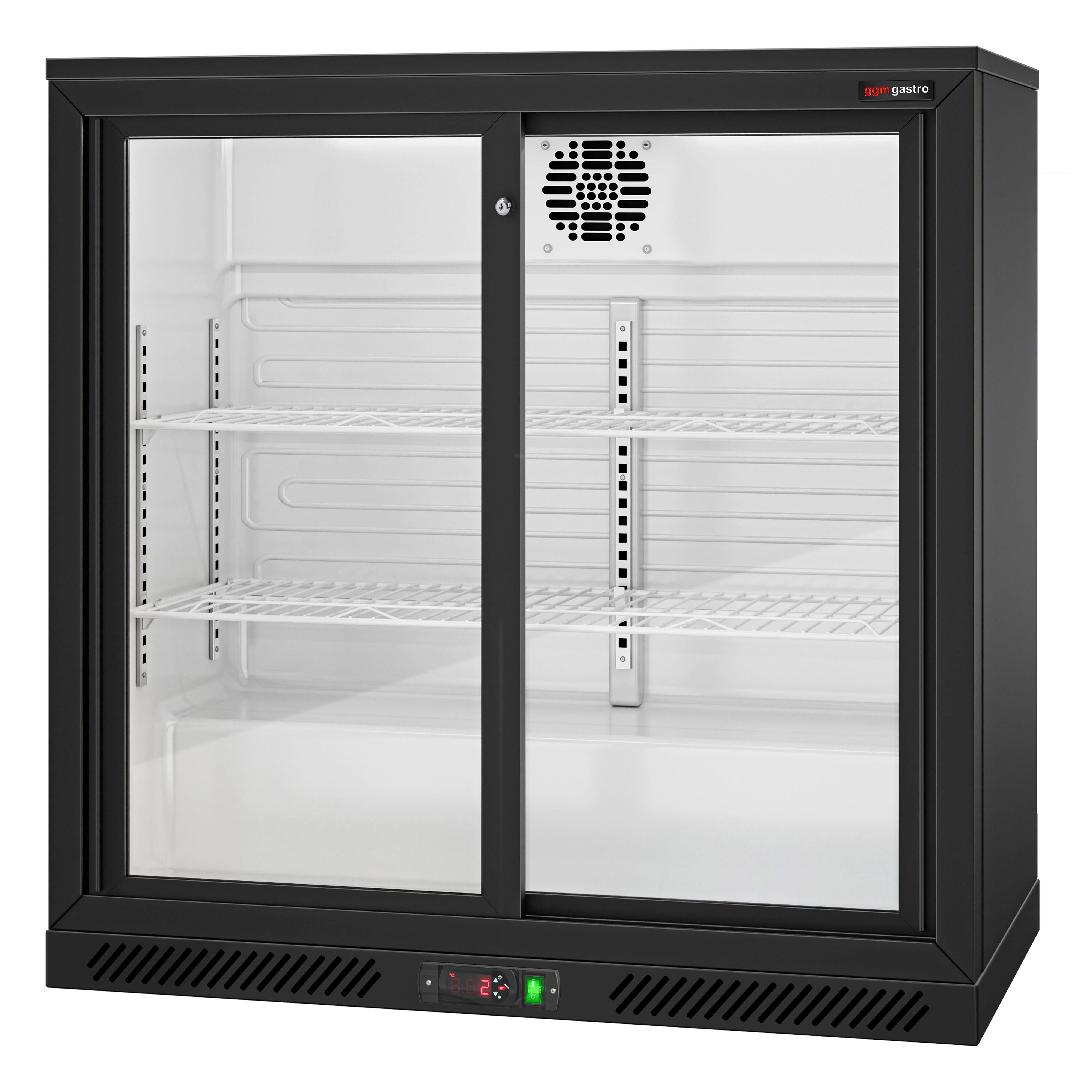 Réfrigérateur de bar – 900 mm – 220 litres – avec 2 portes coulissantes en verre – Noir